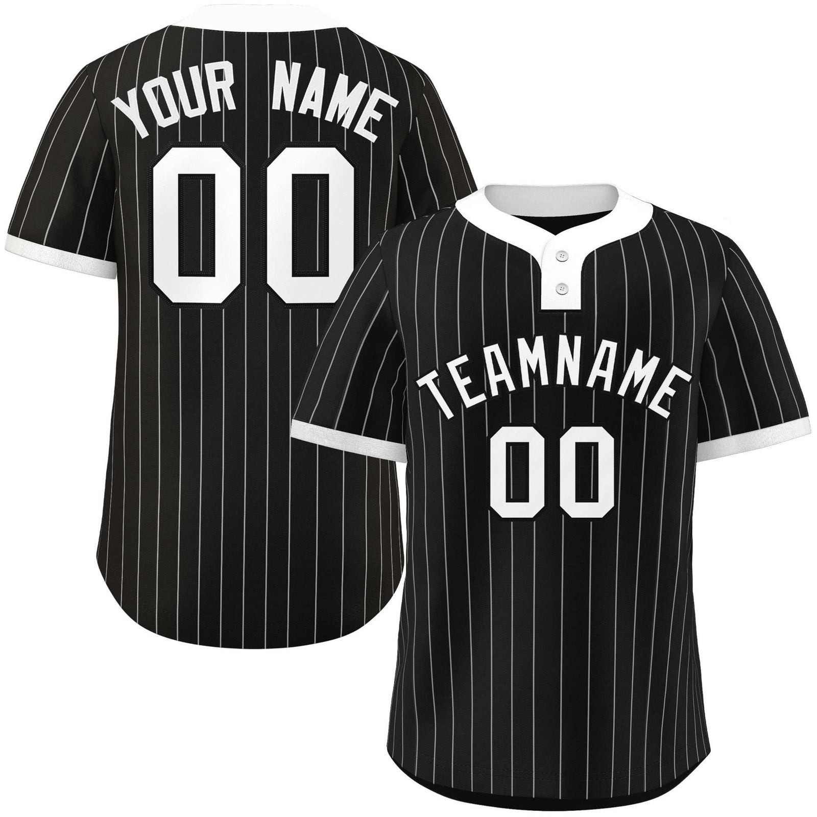 Custom Black White Stripe Fashion Authentic Two-Button Softball Jersey