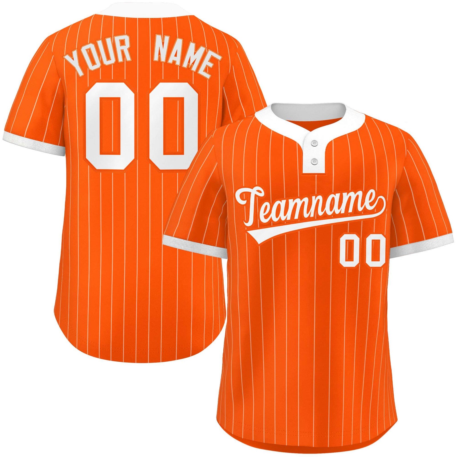 Custom Orange White Stripe Fashion Authentic Two-Button Softball Jersey
