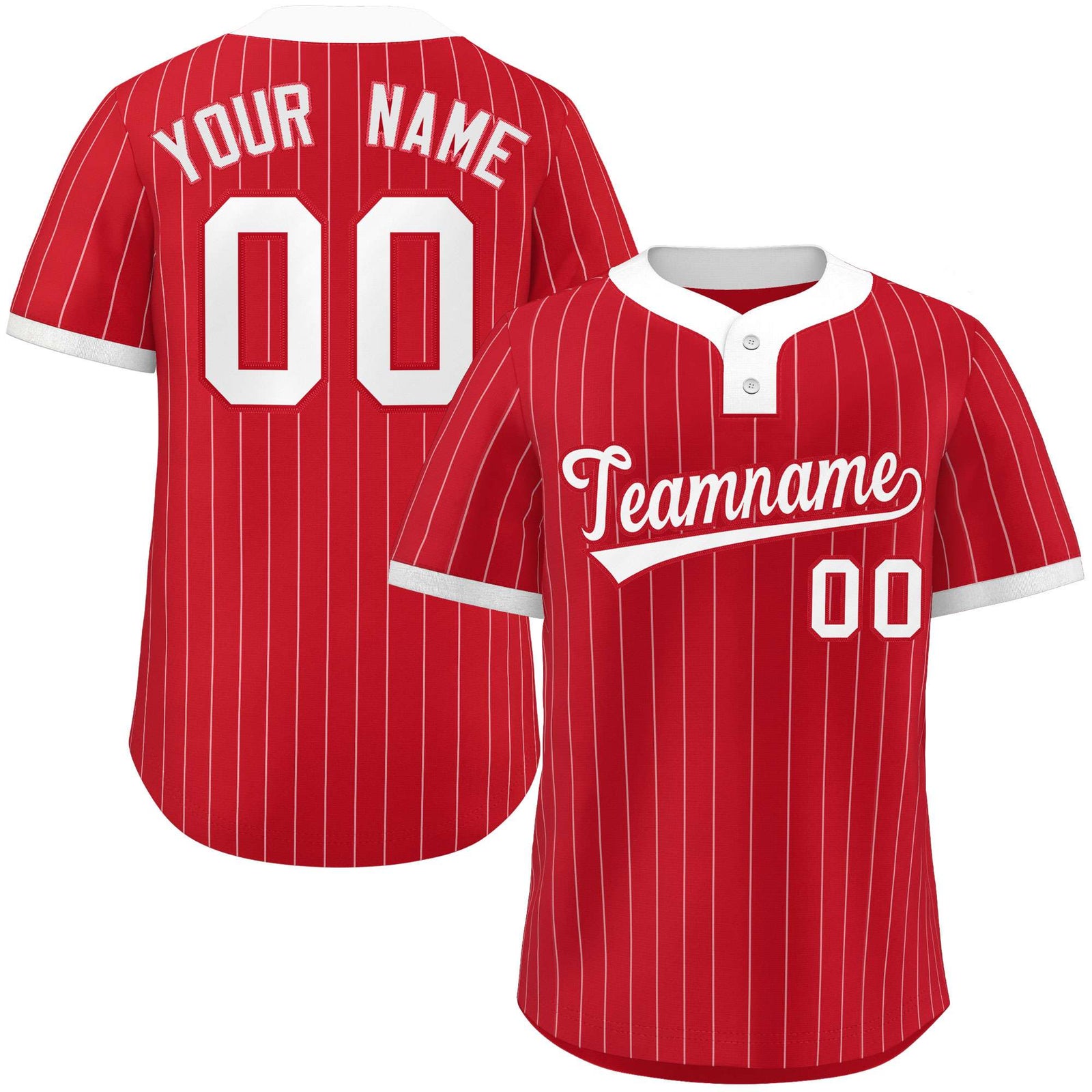 Custom Red White Stripe Fashion Authentic Two-Button Softball Jersey