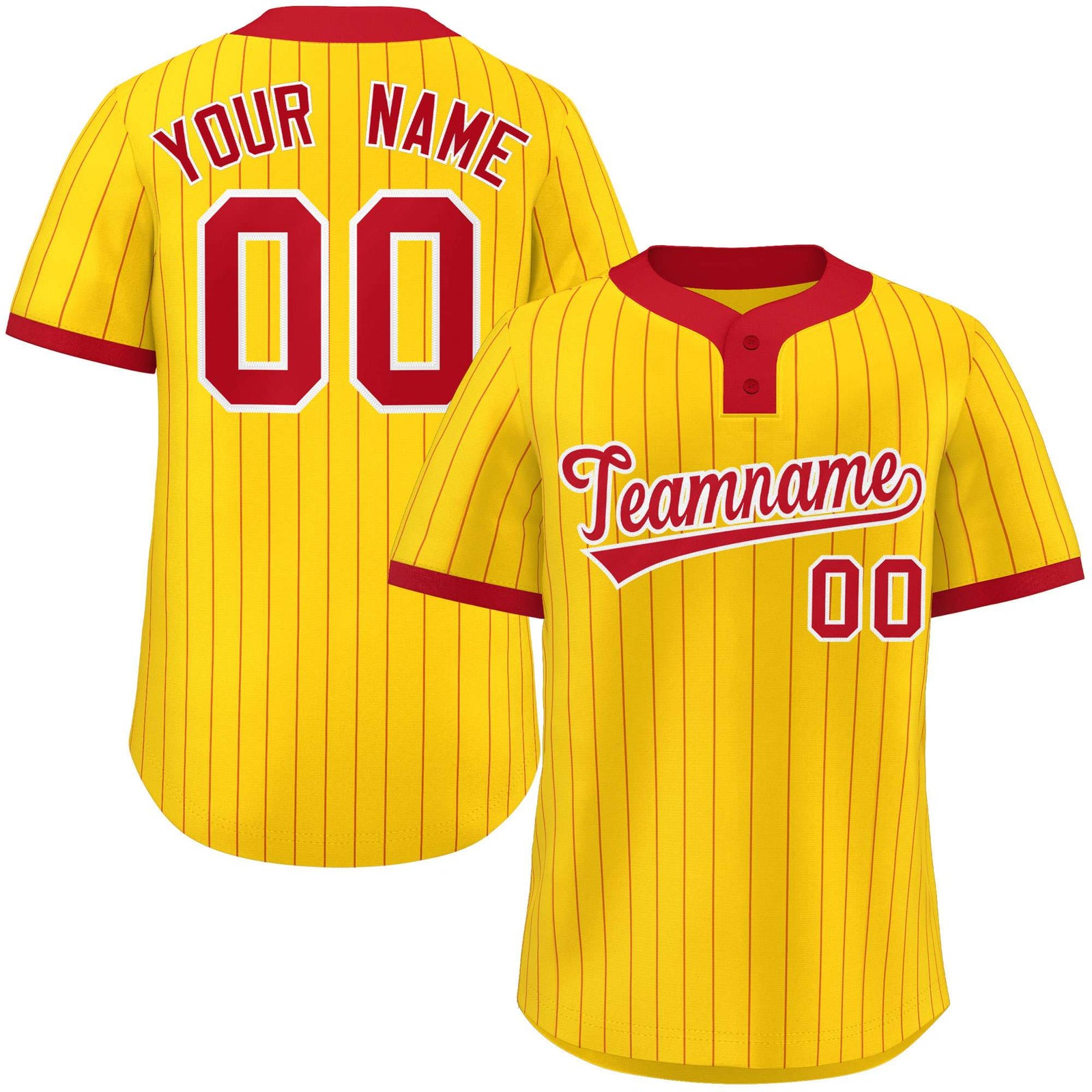 Custom Gold Red Stripe Fashion Authentic Two-Button Softball Jersey