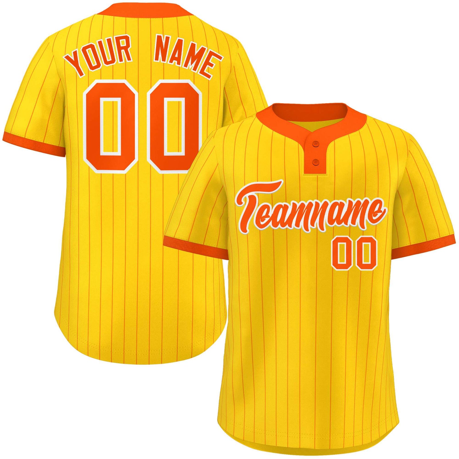 Custom Gold Orange Stripe Fashion Authentic Two-Button Softball Jersey