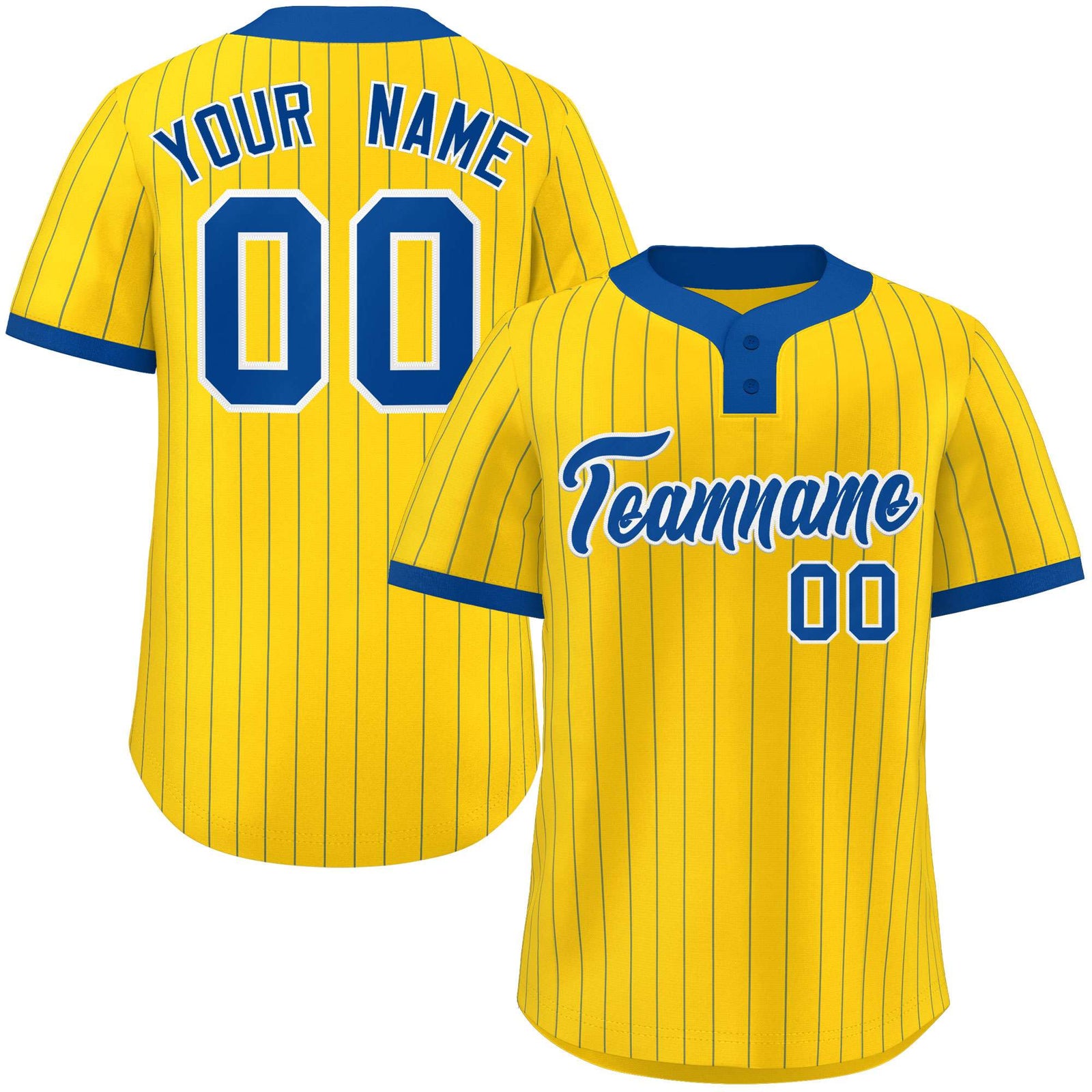 Custom Gold Royal Stripe Fashion Authentic Two-Button Softball Jersey