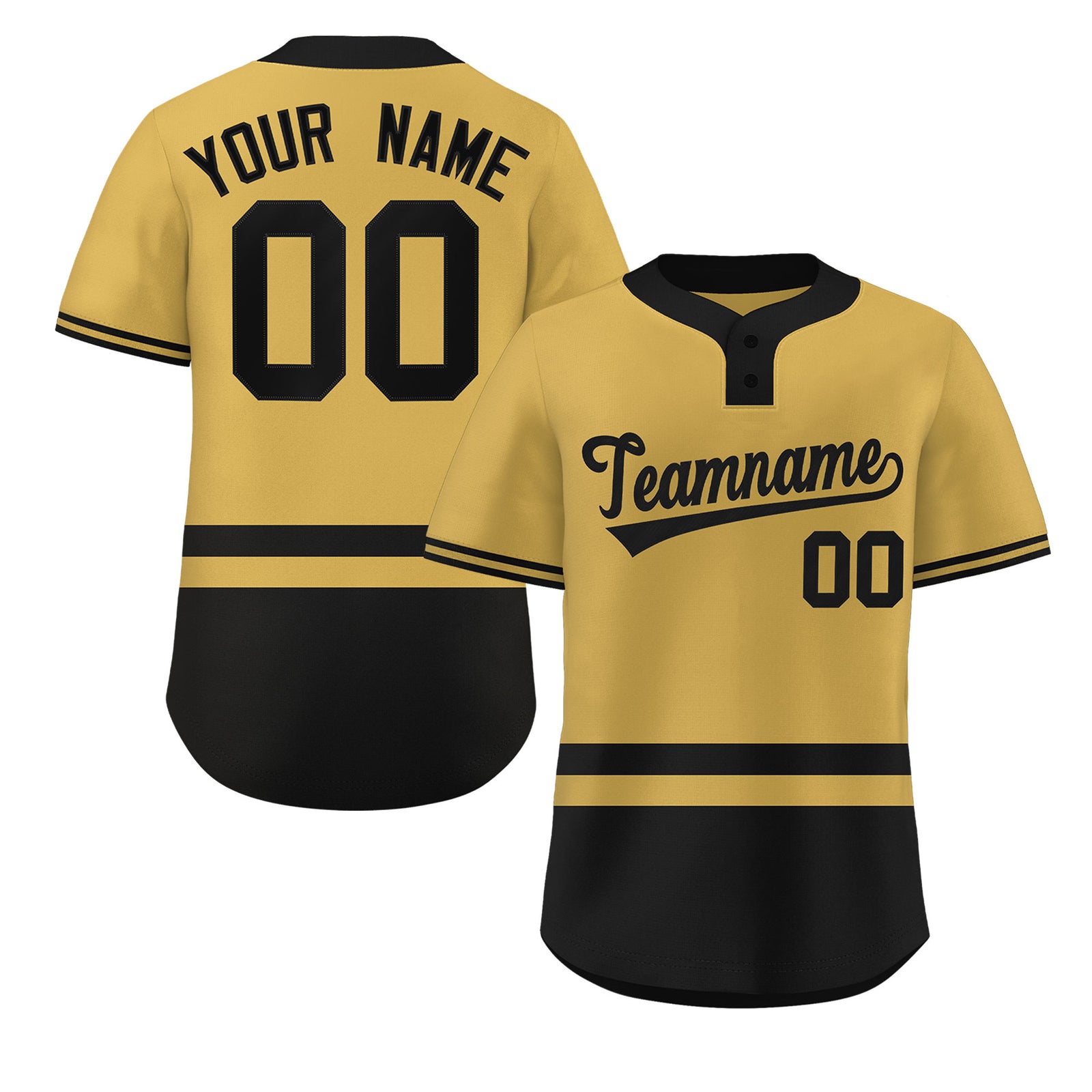 Custom Gold Black Color Block Personalized Authentic Two-Button Softball Jersey