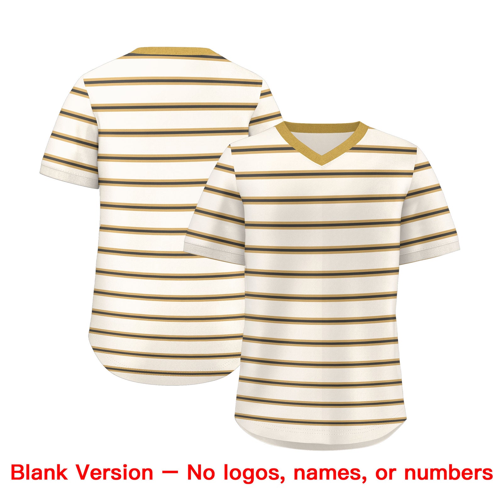 Custom Cream Old Gold-Black Personalized Horizontal Stripe Authentic Pullover Baseball Jersey
