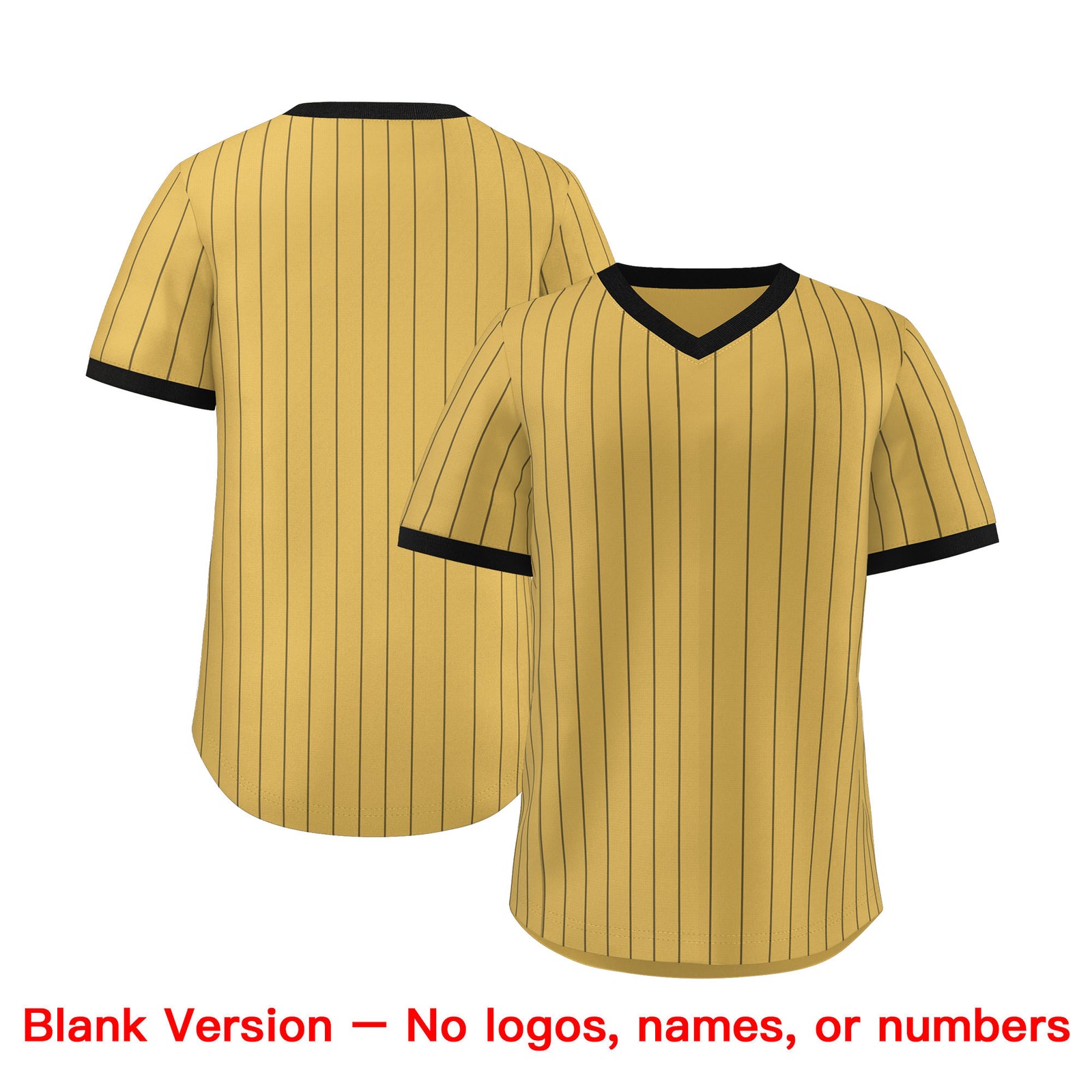 Custom Old Gold Black Stripe Fashion Authentic Pullover Baseball Jersey