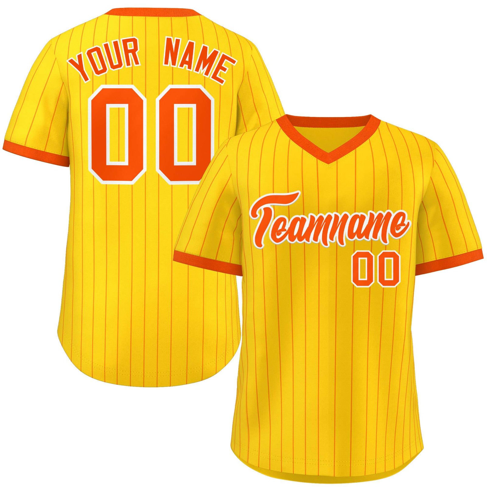 Custom Gold Orange Stripe Fashion Authentic Pullover Baseball Jersey
