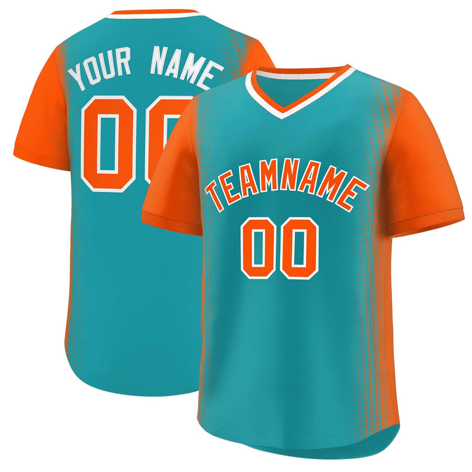Custom Aqua Orange Personalized Raglan Sleeves Authentic Baseball Jersey