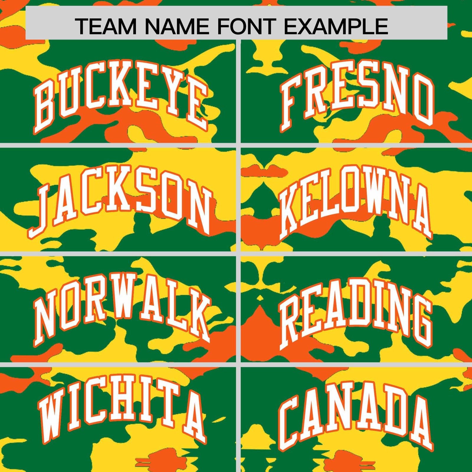 Custom Kelly Green Gold and Orange Camo Fashion Authentic Sleeveless Baseball Jersey