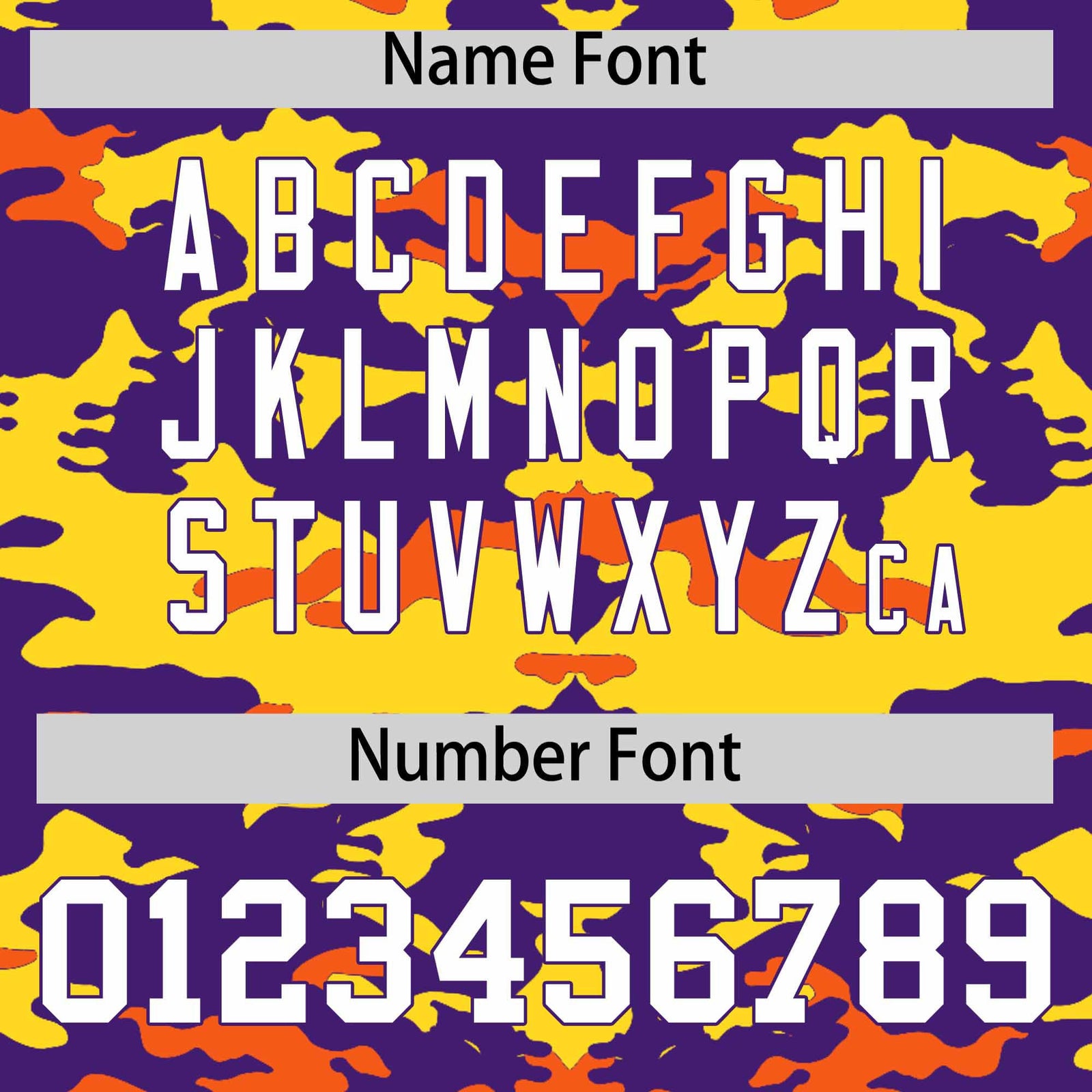 Custom Purple Gold and Orange Camo Fashion Authentic Sleeveless Baseball Jersey