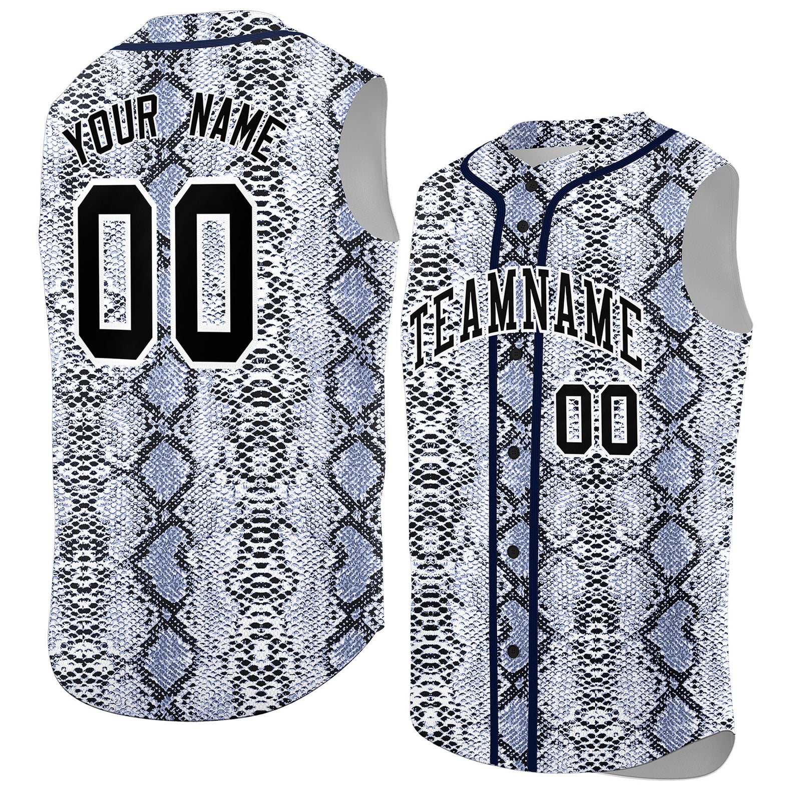 Custom Navy Snakeskin Pattern Authentic Sleeveless Baseball Jersey