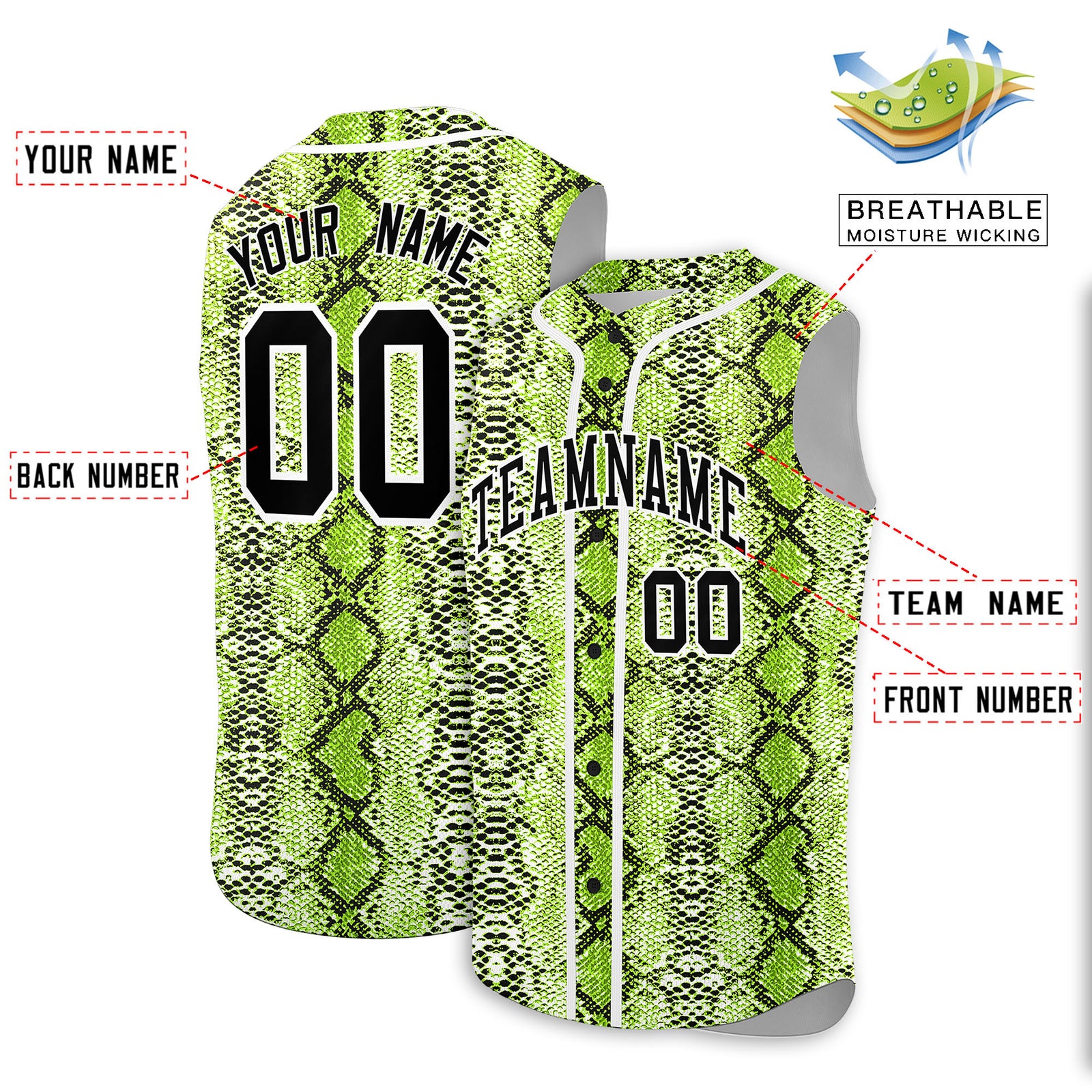 Custom White Snakeskin Pattern Authentic Sleeveless Baseball Jersey