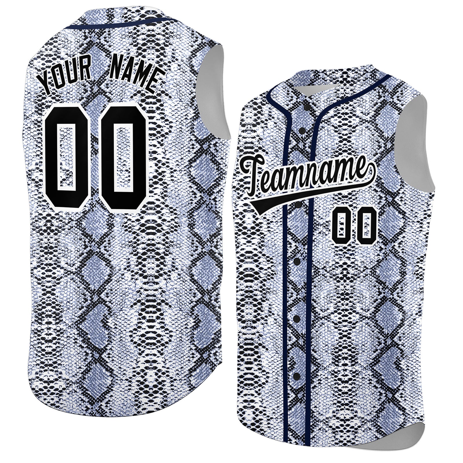Custom Navy Snakeskin Pattern Authentic Sleeveless Baseball Jersey