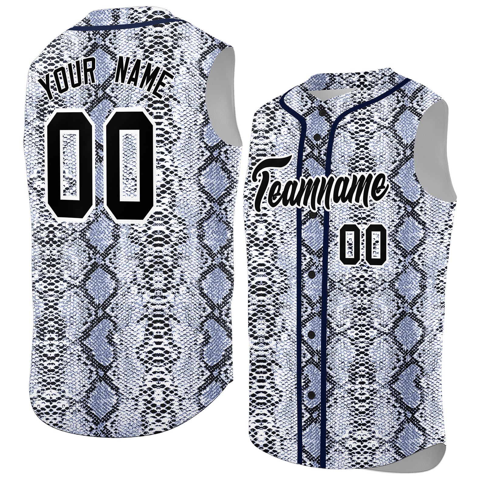 Custom Navy Snakeskin Pattern Authentic Sleeveless Baseball Jersey