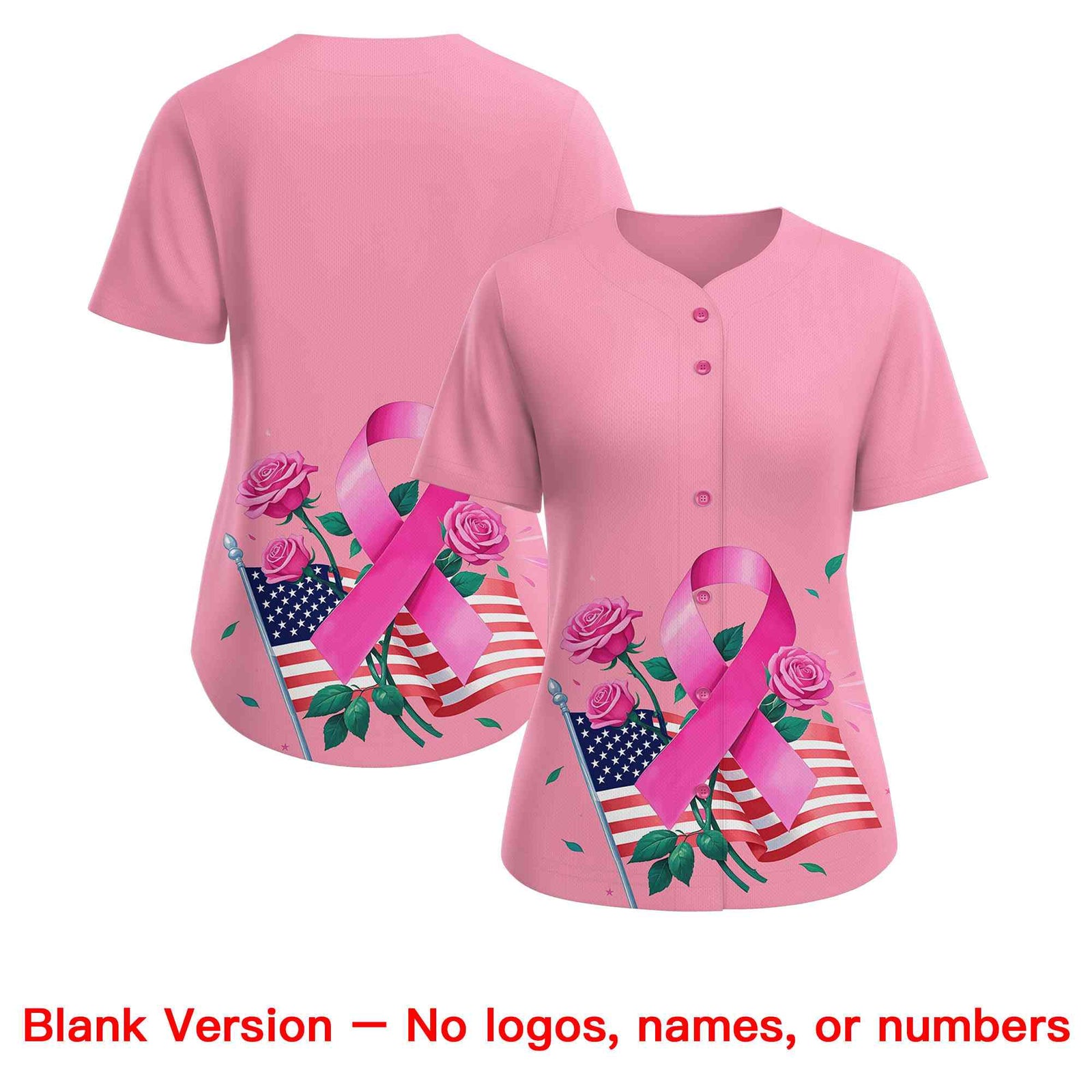 Custom Light Pink Pink Breast Cancer Awareness Month Pink Ribbon Authentic Baseball Jersey for Women