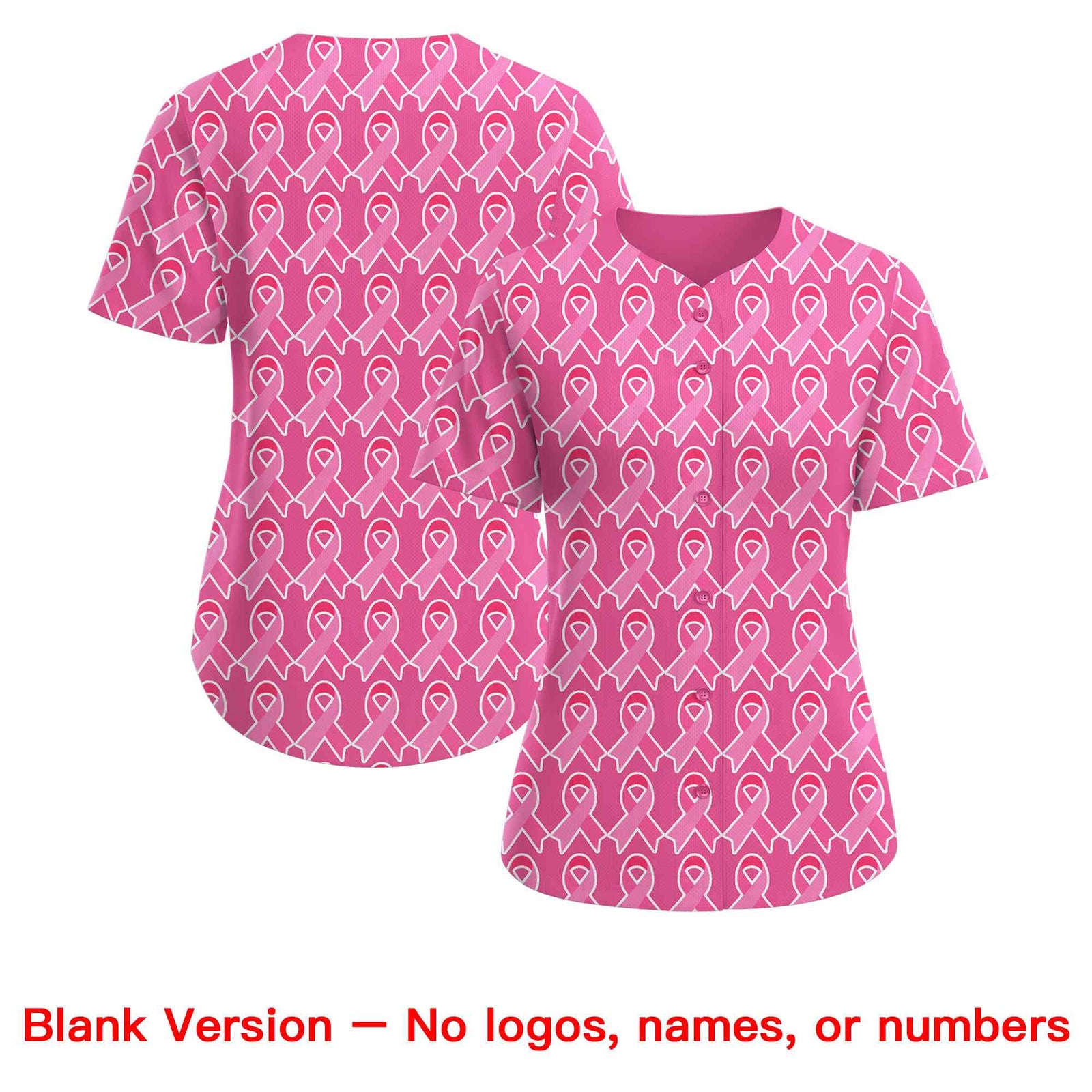 Custom Pink White Breast Cancer Awareness Month Pink Ribbon Authentic Baseball Jersey for Women