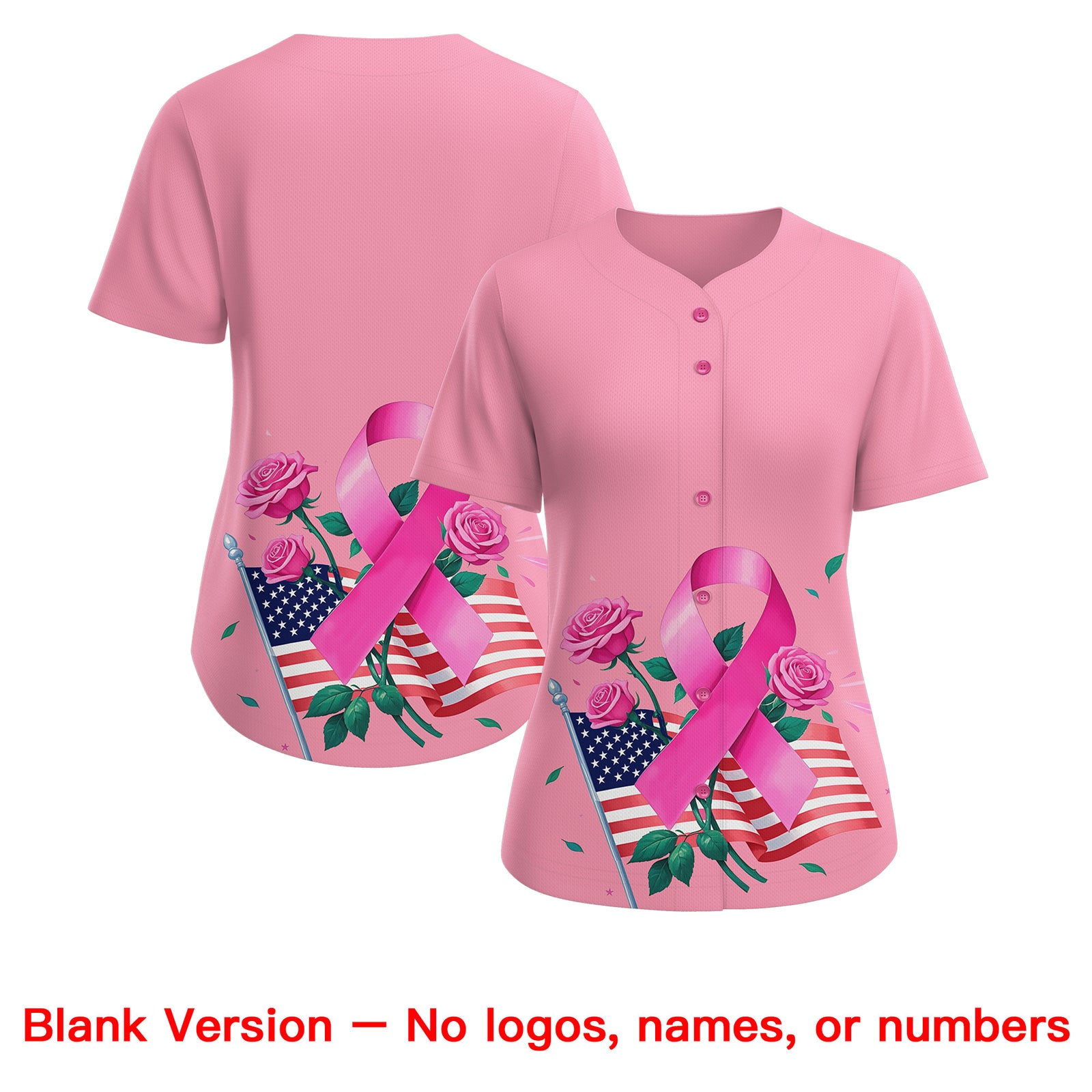 Custom Light Pink Pink Breast Cancer Awareness Month Pink Ribbon Authentic Baseball Jersey for Women