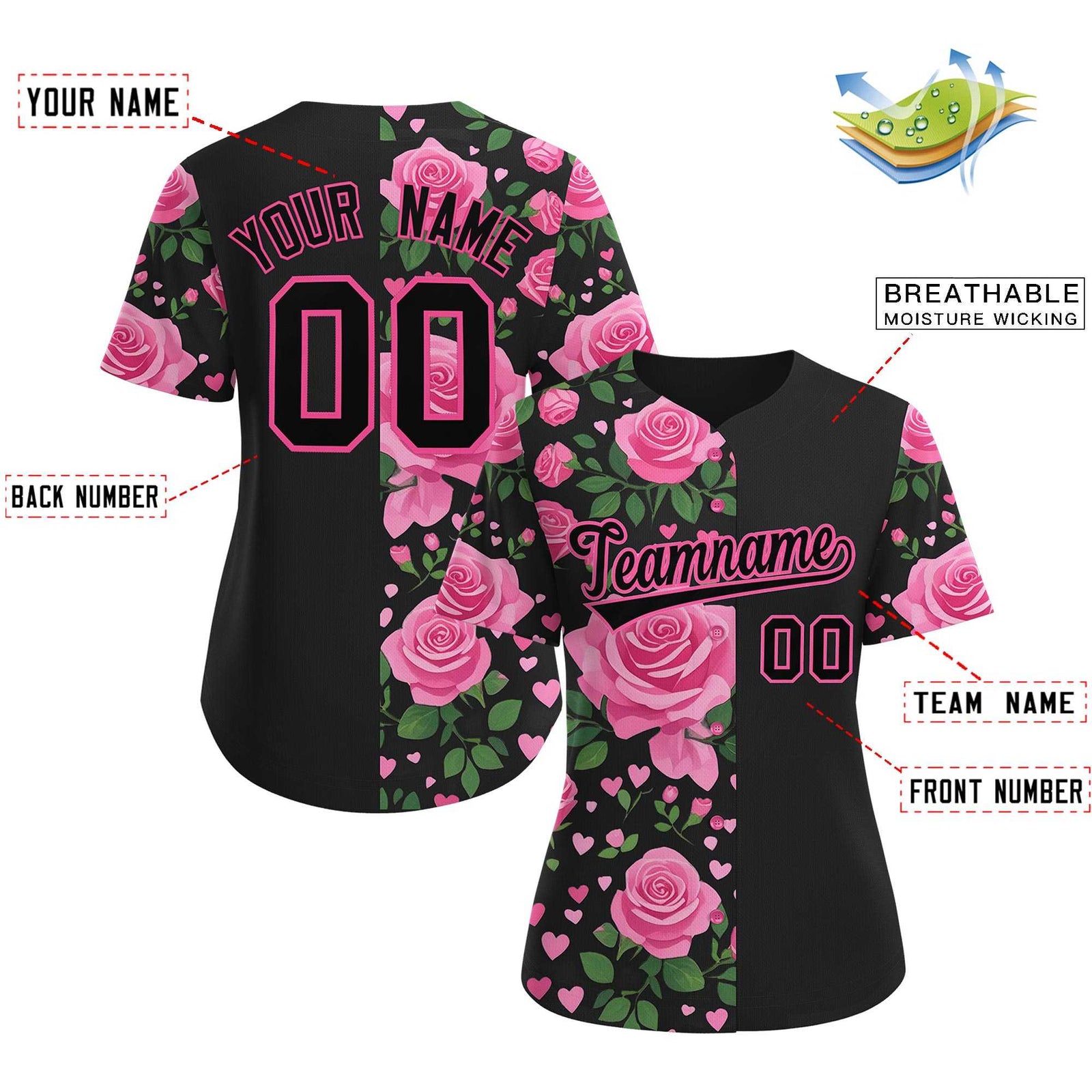 Custom Black Pink Breast Cancer Awareness Month Pink Ribbon Authentic Baseball Jersey for Women| KXKSHOP