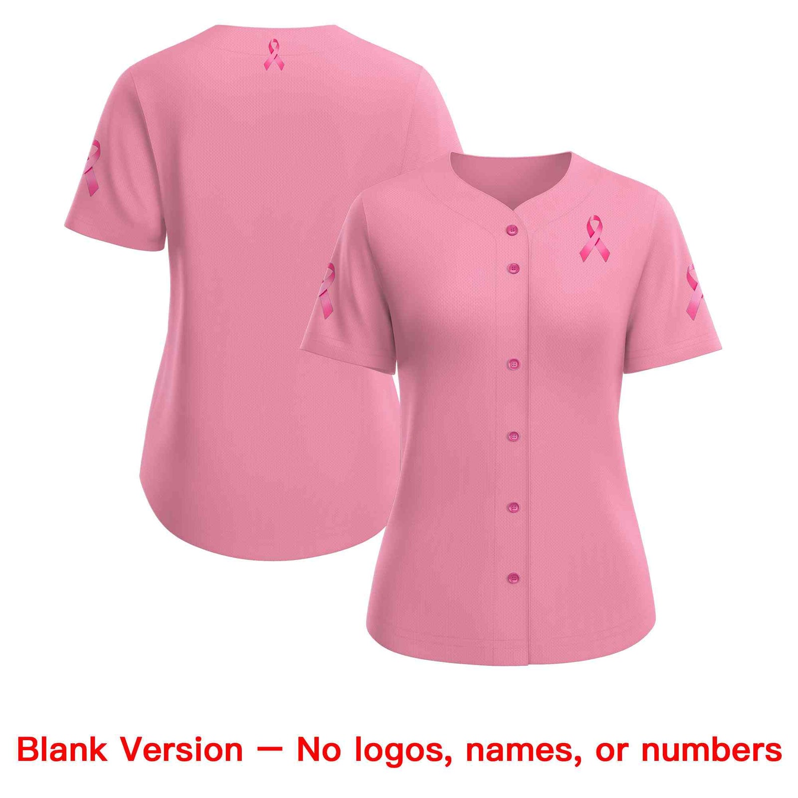 Custom Light Pink Pink Breast Cancer Awareness Month Pink Ribbon Authentic Baseball Jersey for Women| KXKSHOP