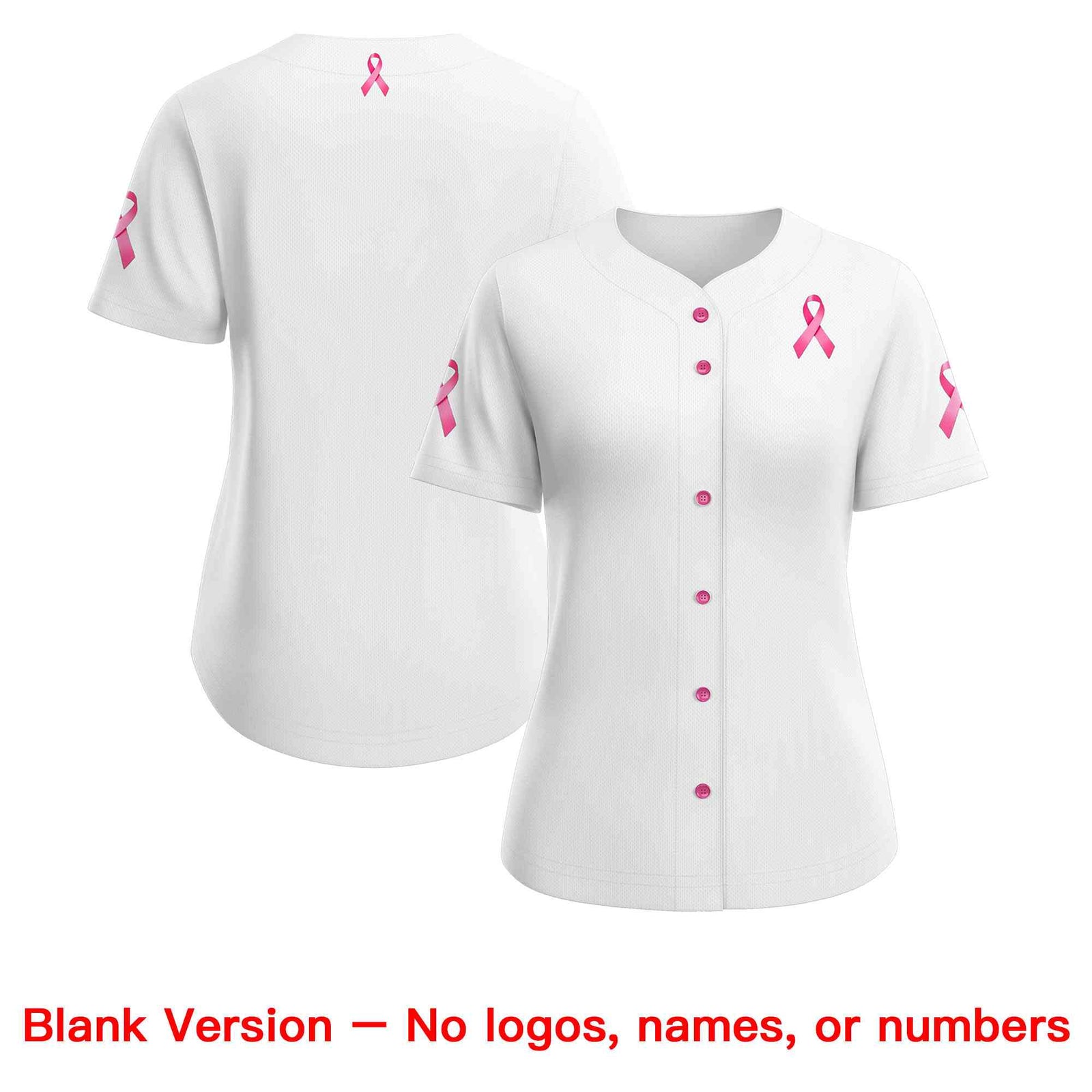 Custom White Pink Breast Cancer Awareness Month Pink Ribbon Authentic Baseball Jersey for Women| KXKSHOP