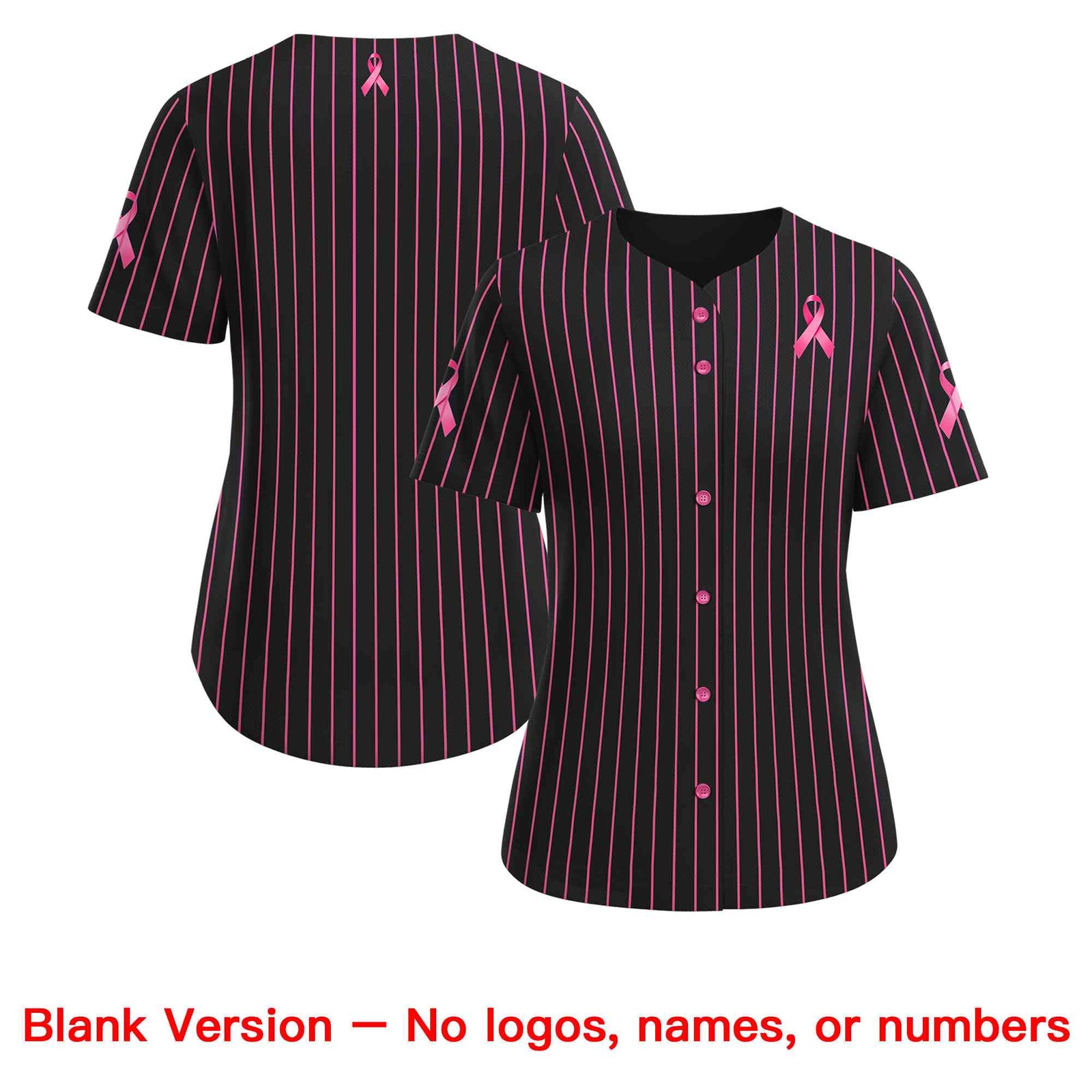 Custom Black Pink Breast Cancer Awareness Month Pink Ribbon Authentic Baseball Jersey for Women| KXKSHOP