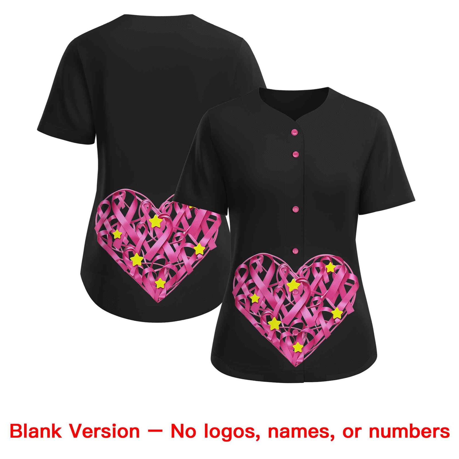 Custom Black Pink Breast Cancer Awareness Month Pink Ribbon Authentic Baseball Jersey for Women