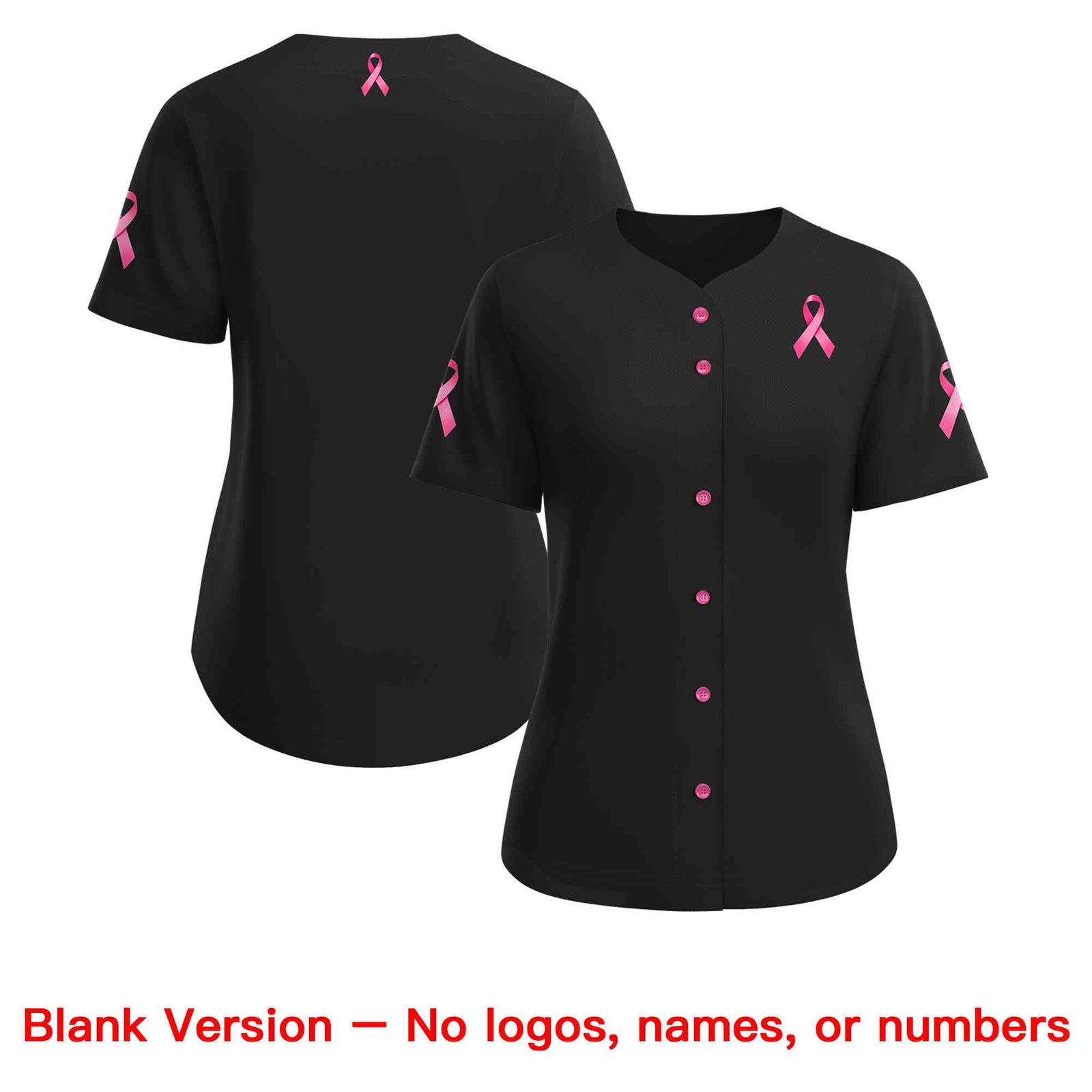 Custom Black Pink Breast Cancer Awareness Month Pink Ribbon Authentic Baseball Jersey for Women
