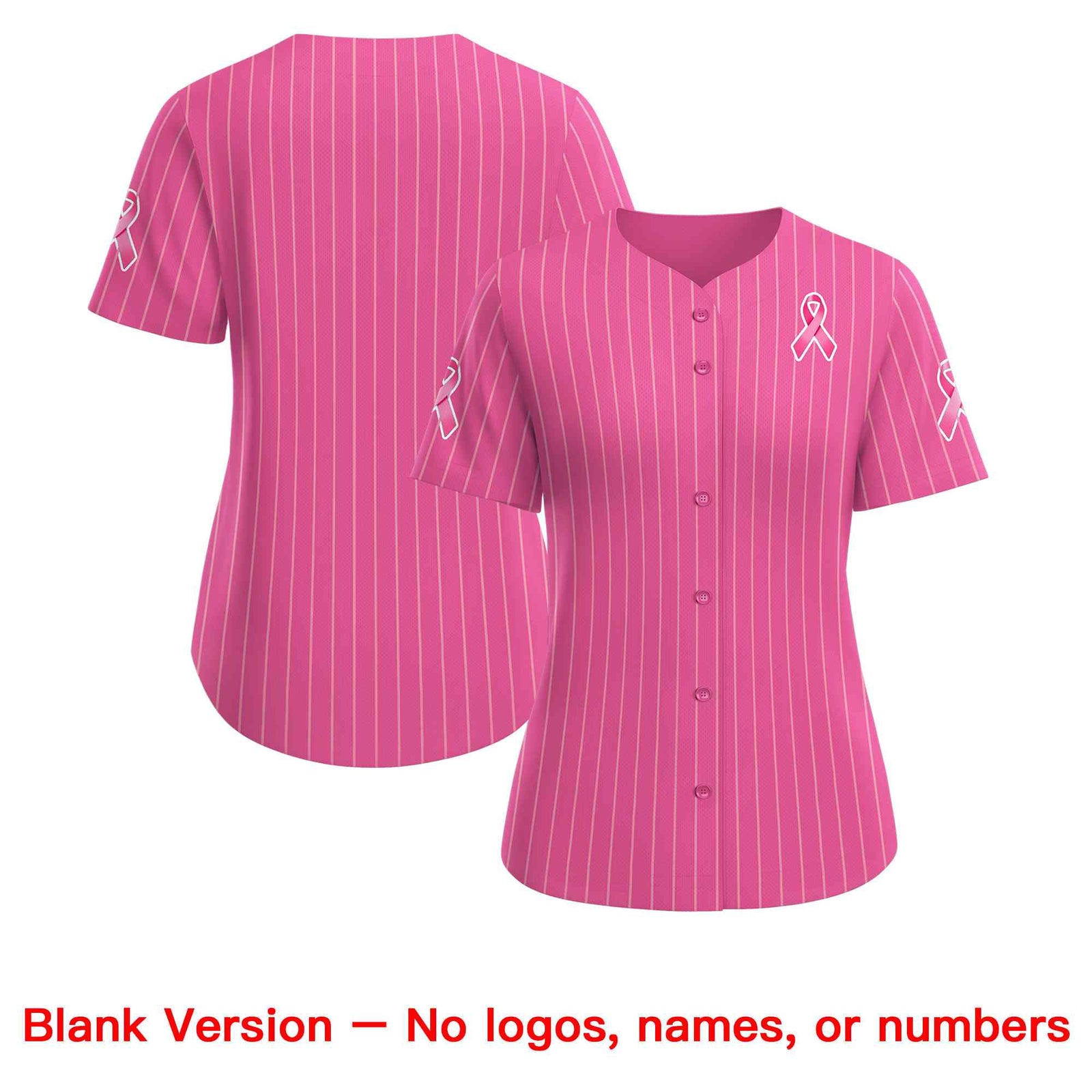 Custom Pink White Breast Cancer Awareness Month Pink Ribbon Authentic Baseball Jersey for Women