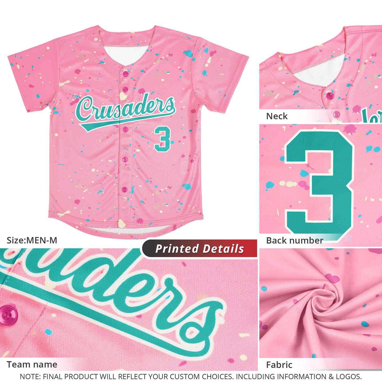 Custom Pink Black Breast Cancer Awareness Month Pink Ribbon Authentic Baseball Jersey for Women