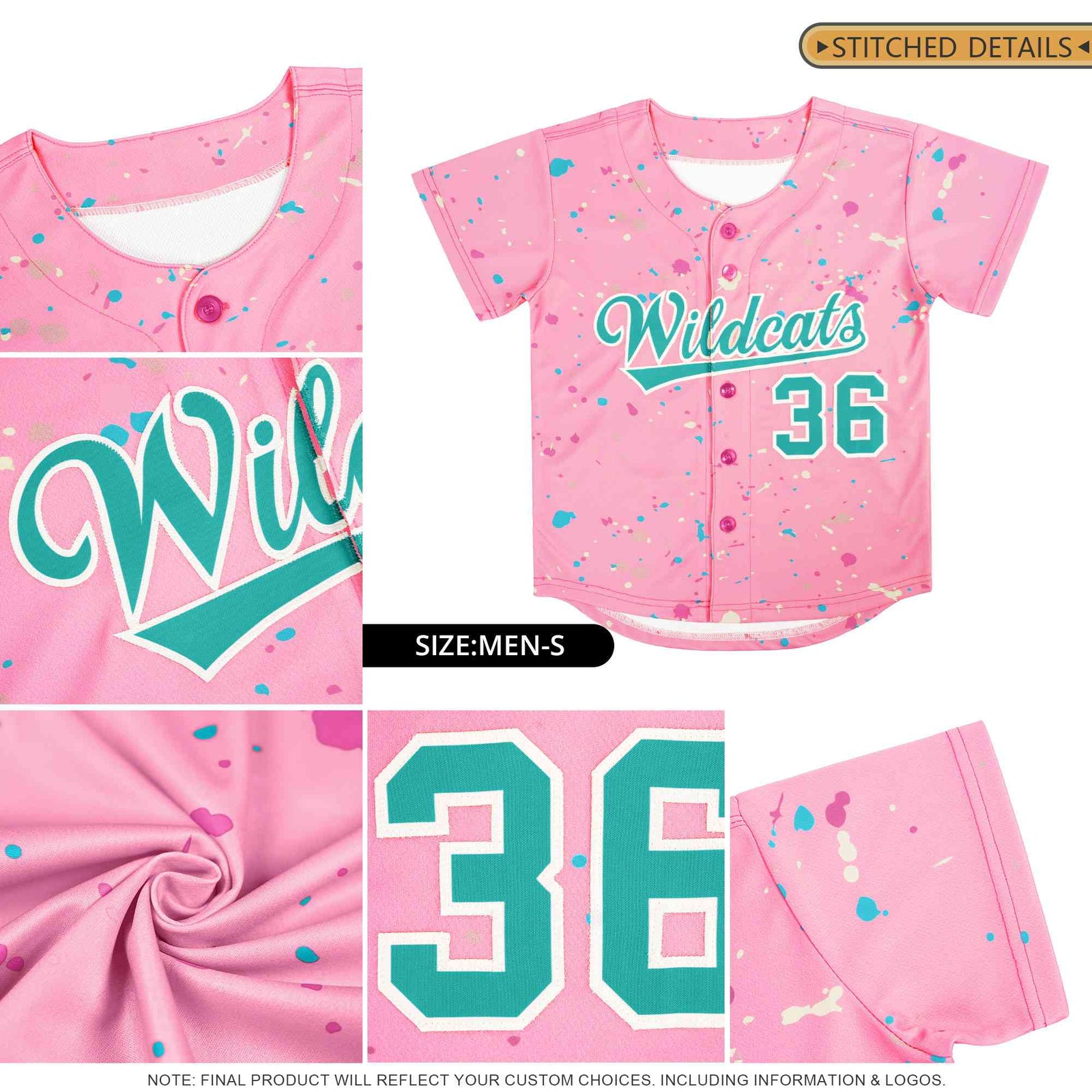 Custom Black White Breast Cancer Awareness Month Pink Ribbon Authentic Baseball Jersey for Women
