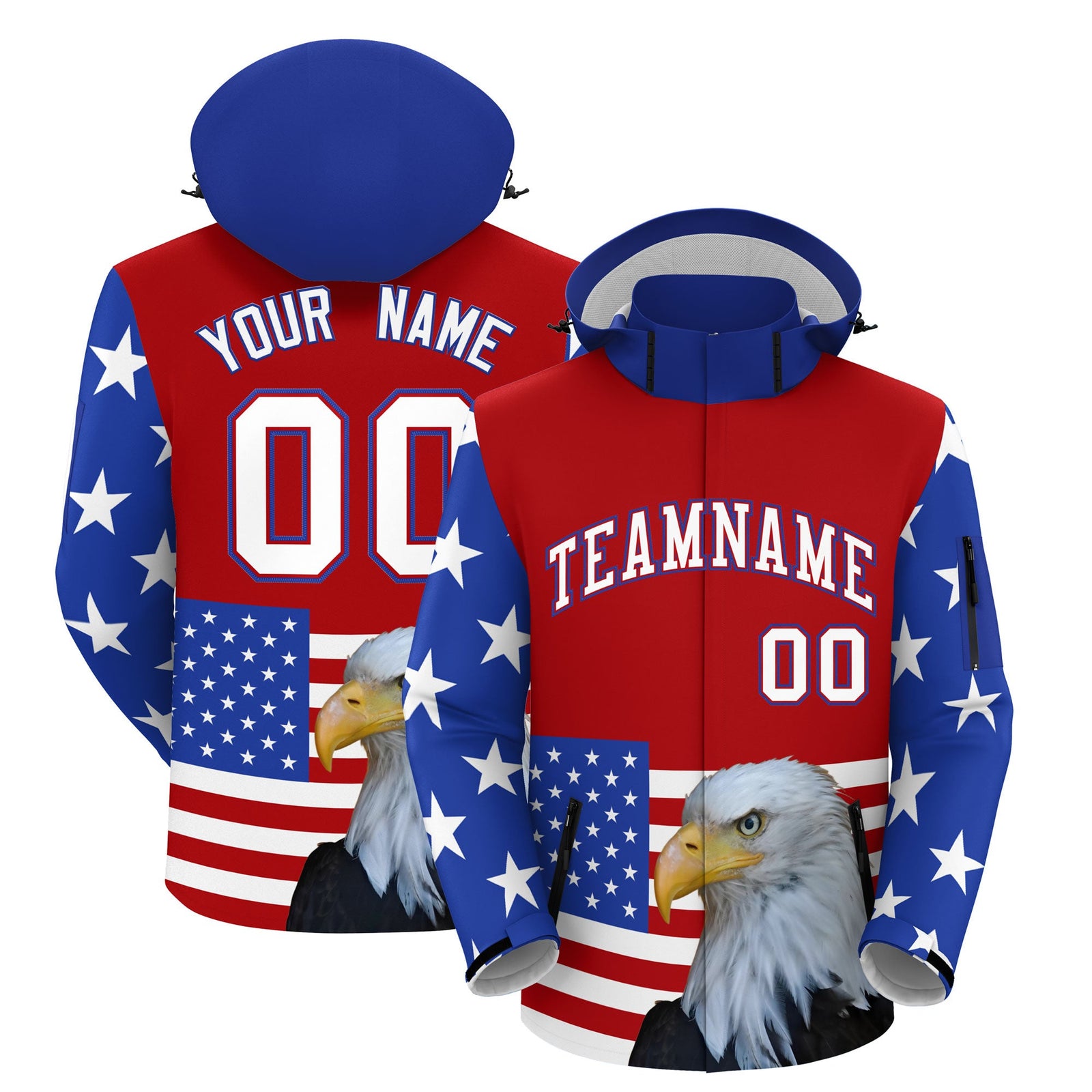 Custom Red White Independence Day American Flag Waterproof Jacket| KXKSHOP