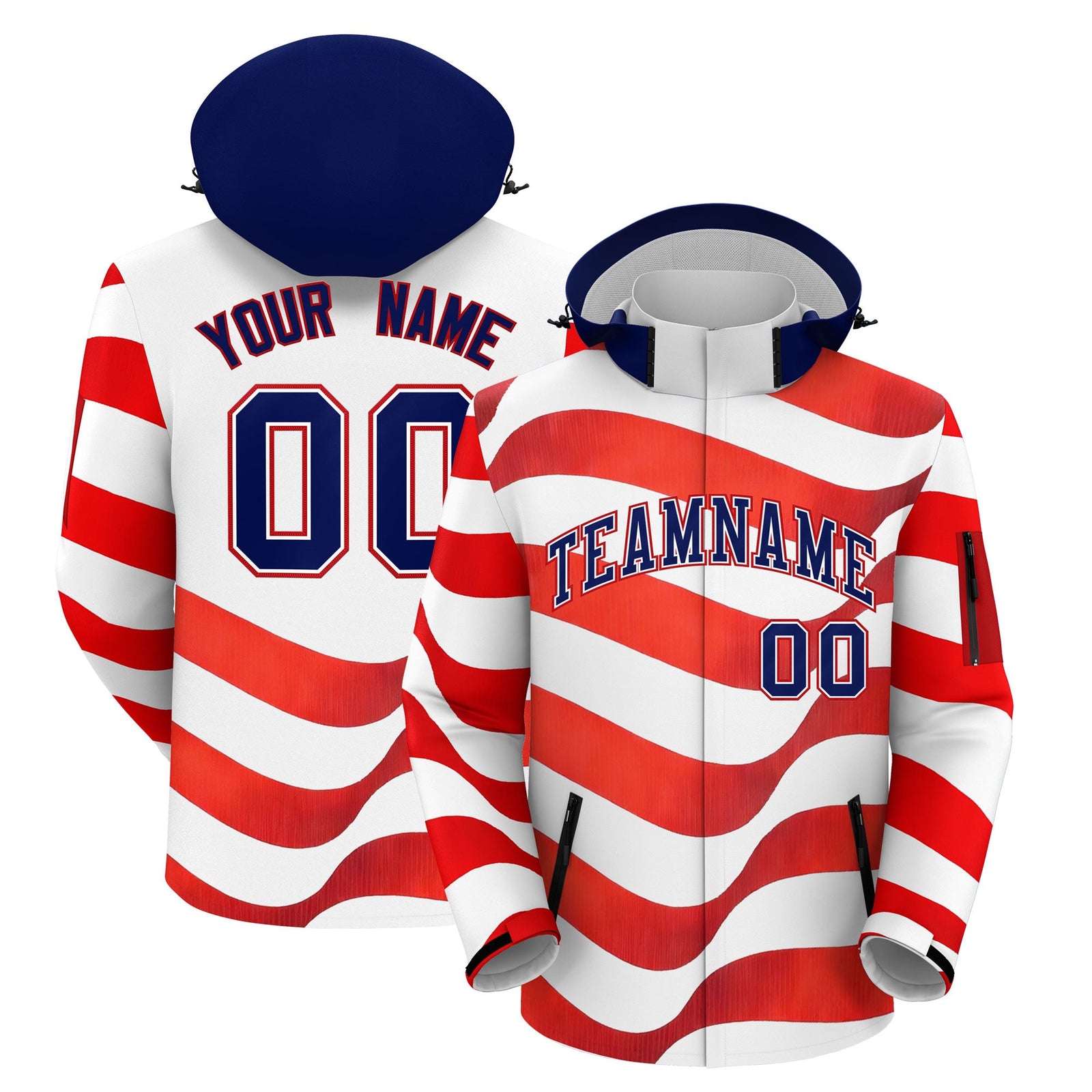 Custom White Independence Day American Flag Waterproof Jacket| KXKSHOP
