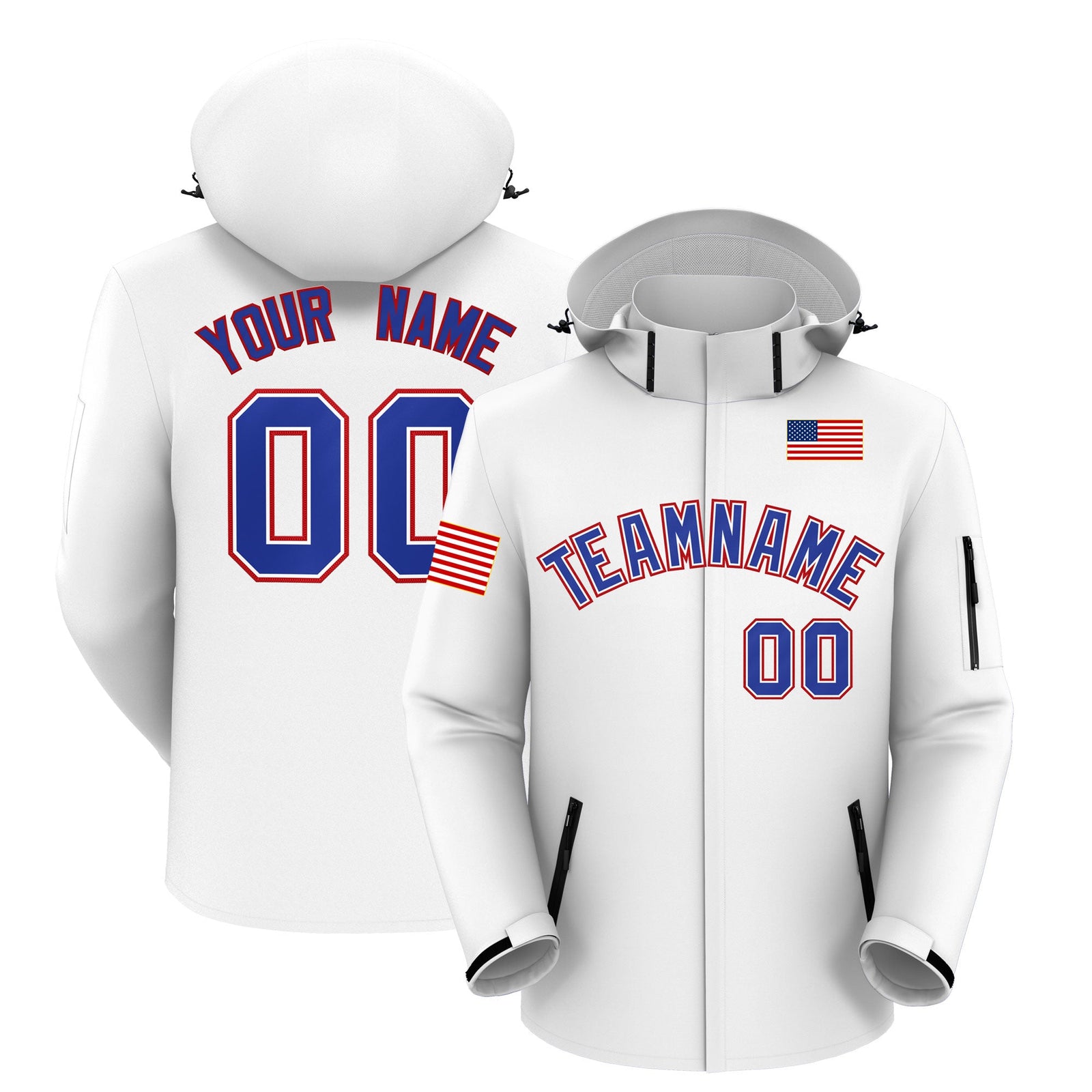 Custom White Independence Day American Flag Waterproof Jacket| KXKSHOP