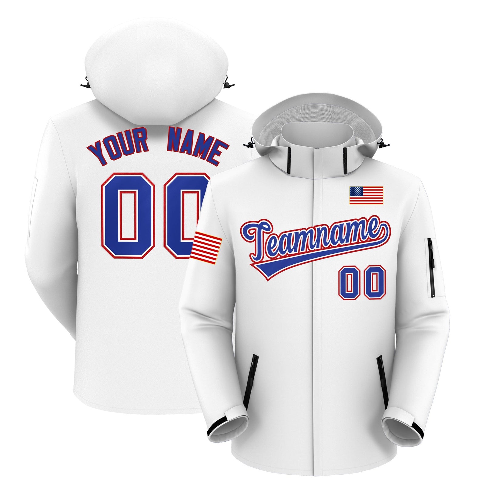 Custom White Independence Day American Flag Waterproof Jacket| KXKSHOP