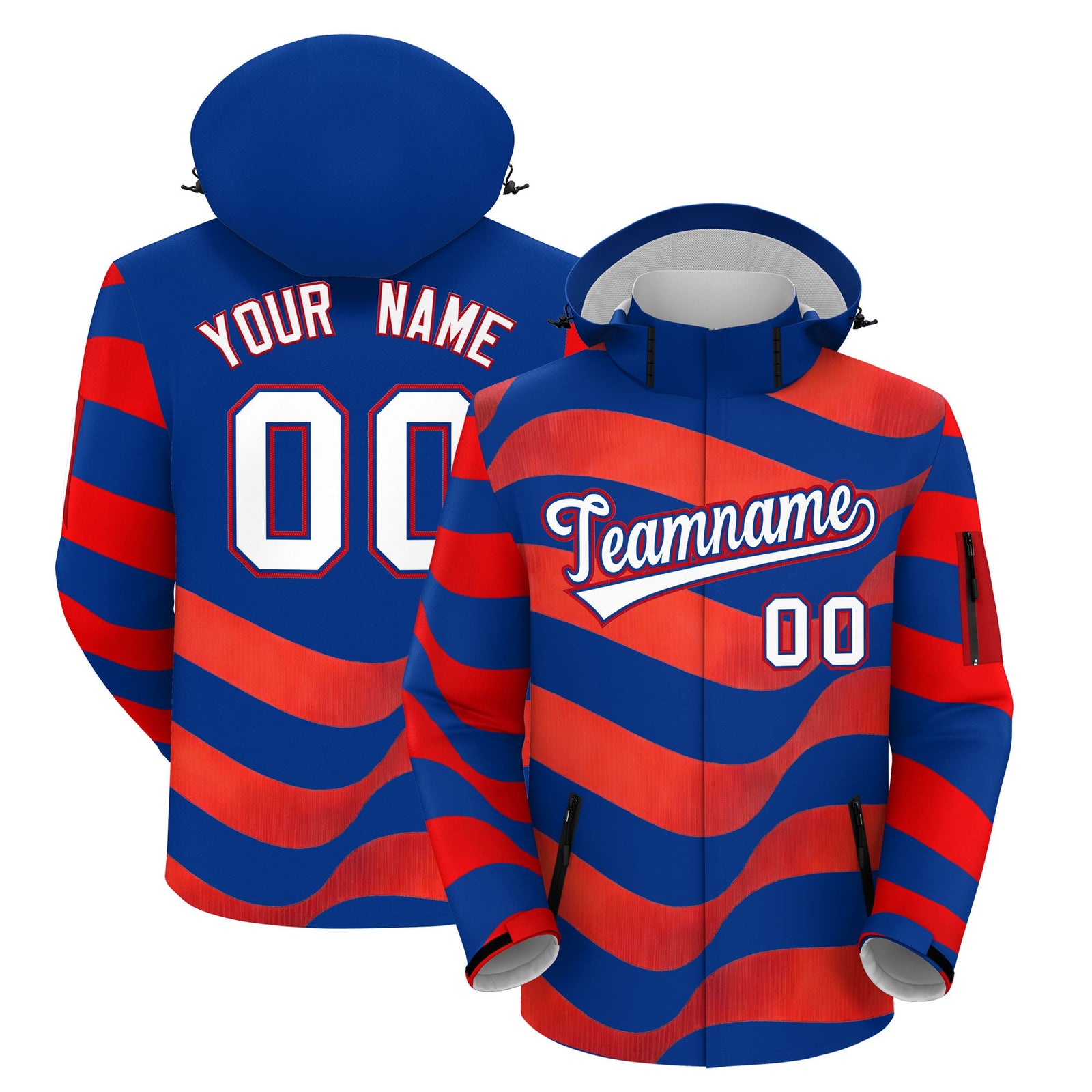 Custom Royal Blue Independence Day American Flag Waterproof Jacket| KXKSHOP