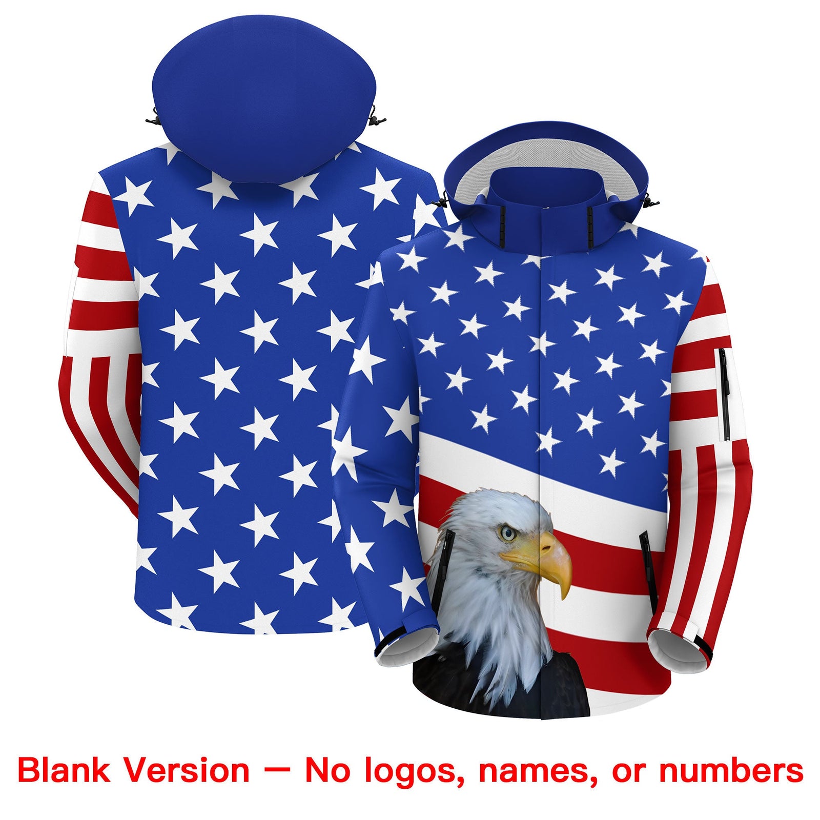 Custom White Red Royal Blue Independence Day American Flag Waterproof Jacket| KXKSHOP