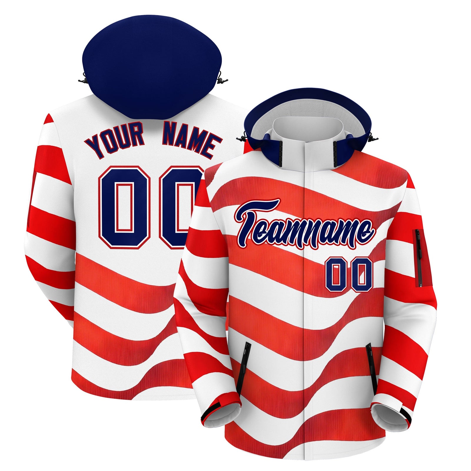 Custom White Independence Day American Flag Waterproof Jacket| KXKSHOP
