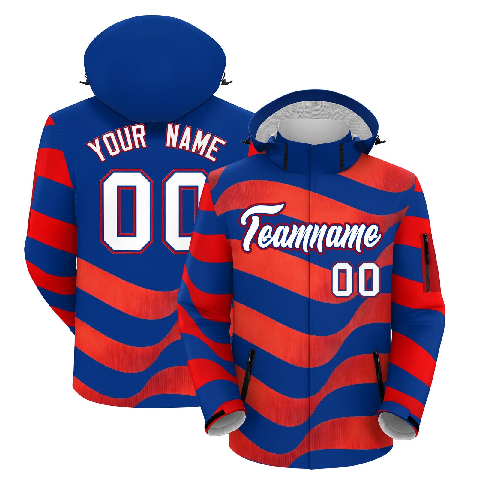 Custom Royal Blue Independence Day American Flag Waterproof Jacket| KXKSHOP