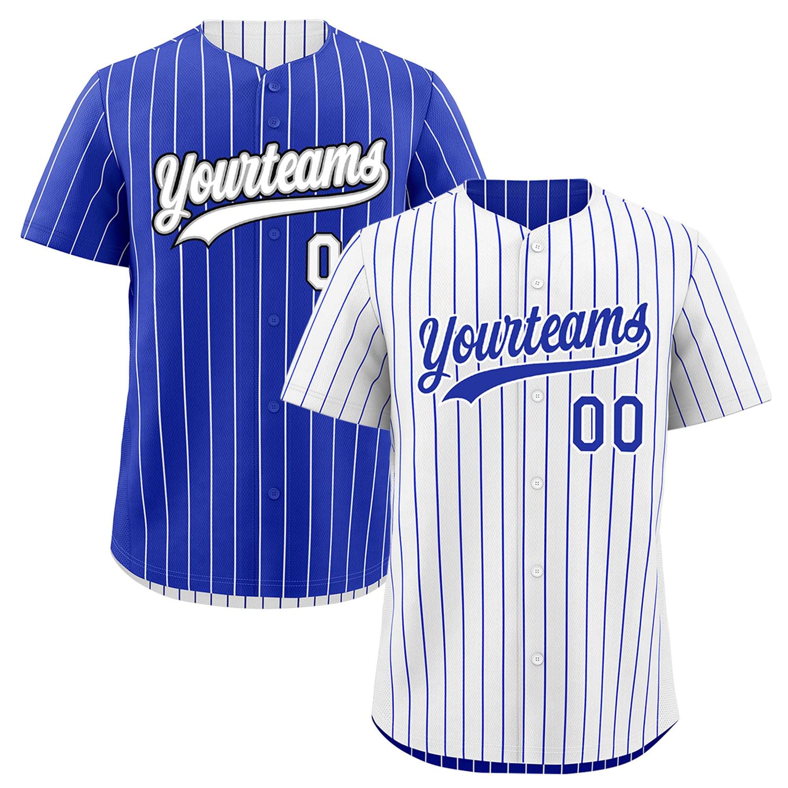 Custom Royal Blue White Black Reversible Stripe Fashion Baseball Jersey| KXKSHOP