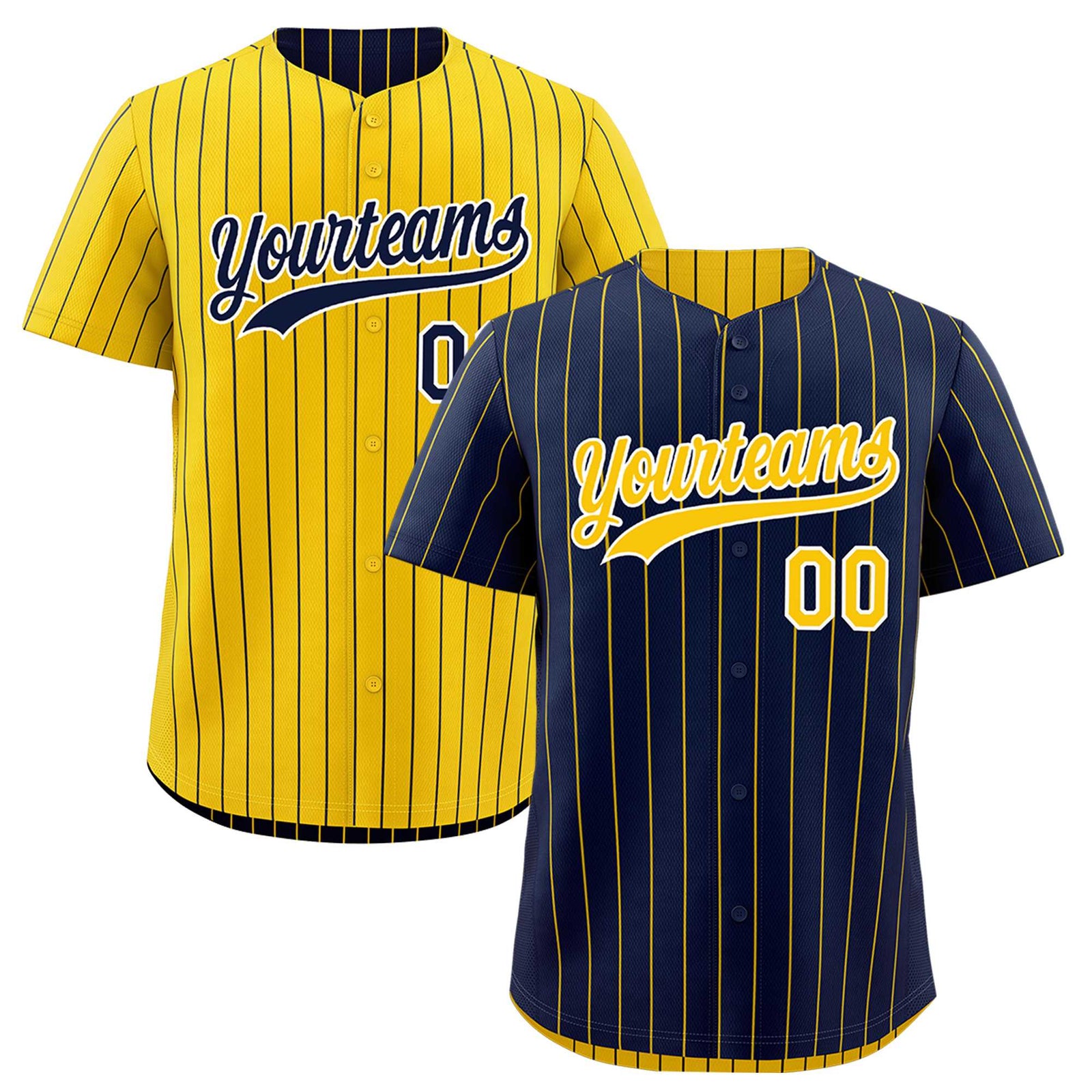 Custom Gold White Navy Reversible Stripe Fashion Baseball Jersey| KXKSHOP
