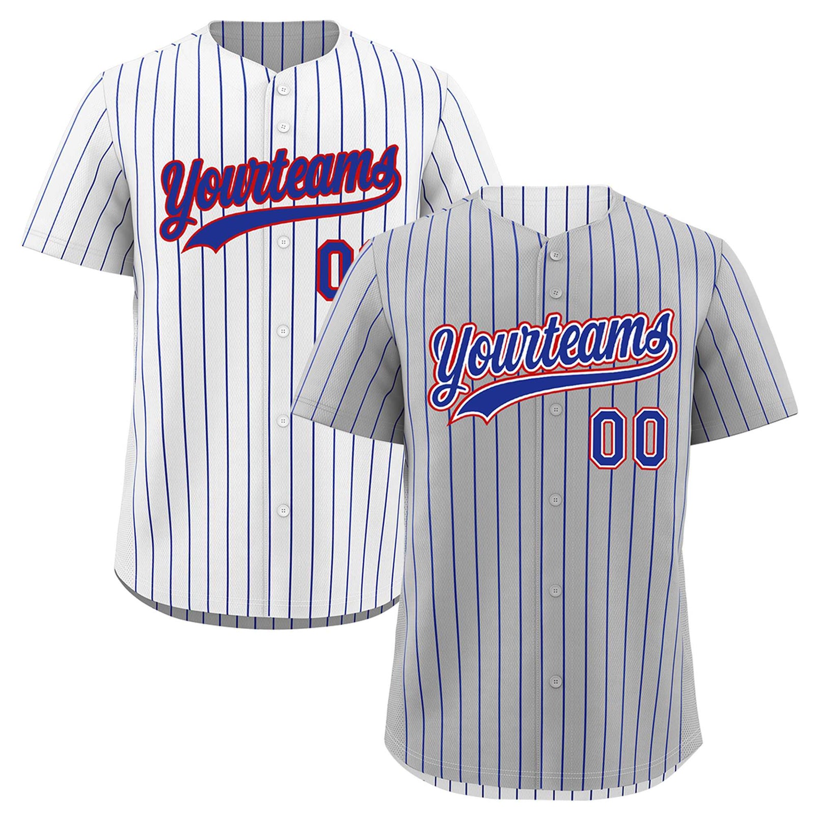 Custom Royal Blue White Red Reversible Stripe Fashion Baseball Jersey| KXKSHOP