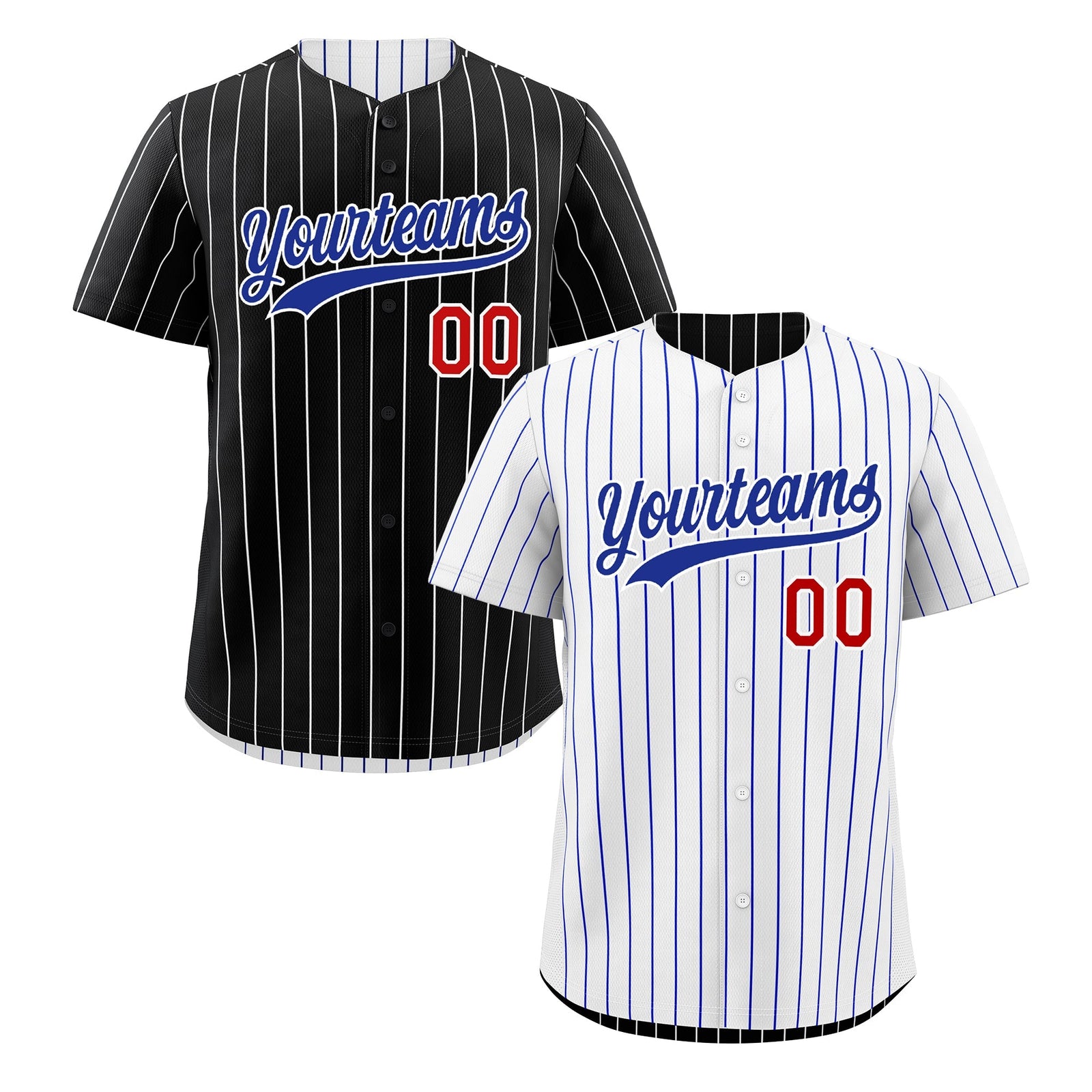 Custom Royal Blue White Reversible Stripe Fashion Baseball Jersey| KXKSHOP