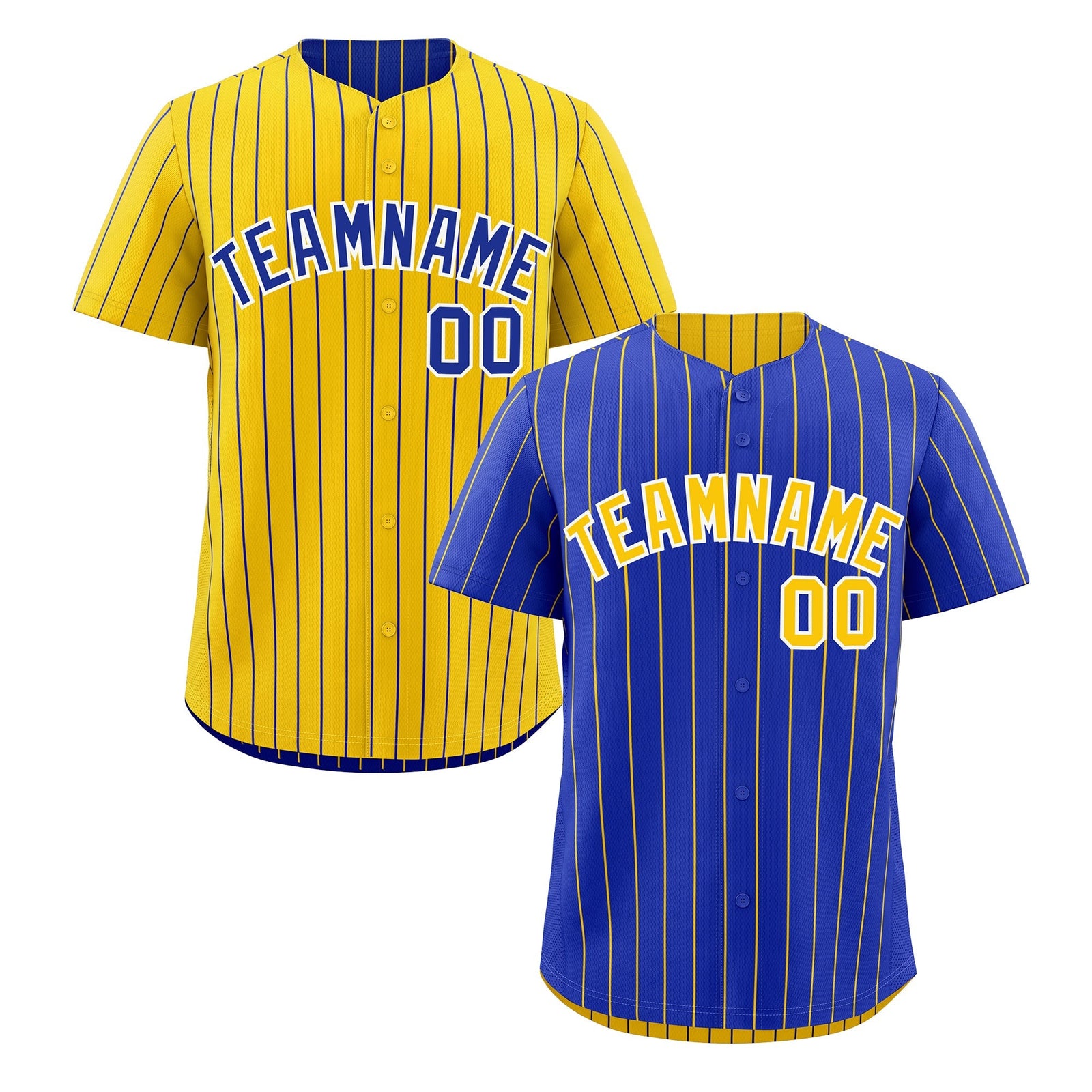 Custom Gold White Royal Blue Reversible Stripe Fashion Baseball Jersey| KXKSHOP