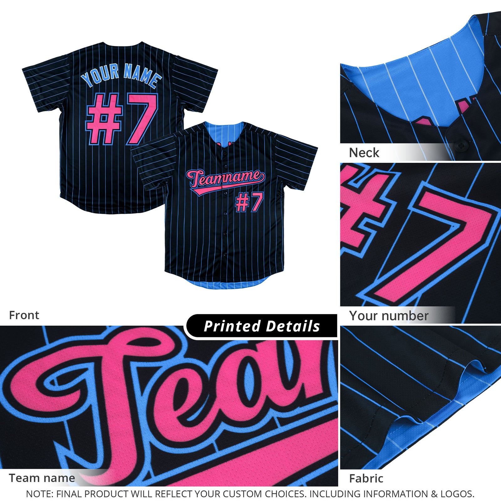 Custom Royal Blue White Reversible Stripe Fashion Baseball Jersey| KXKSHOP