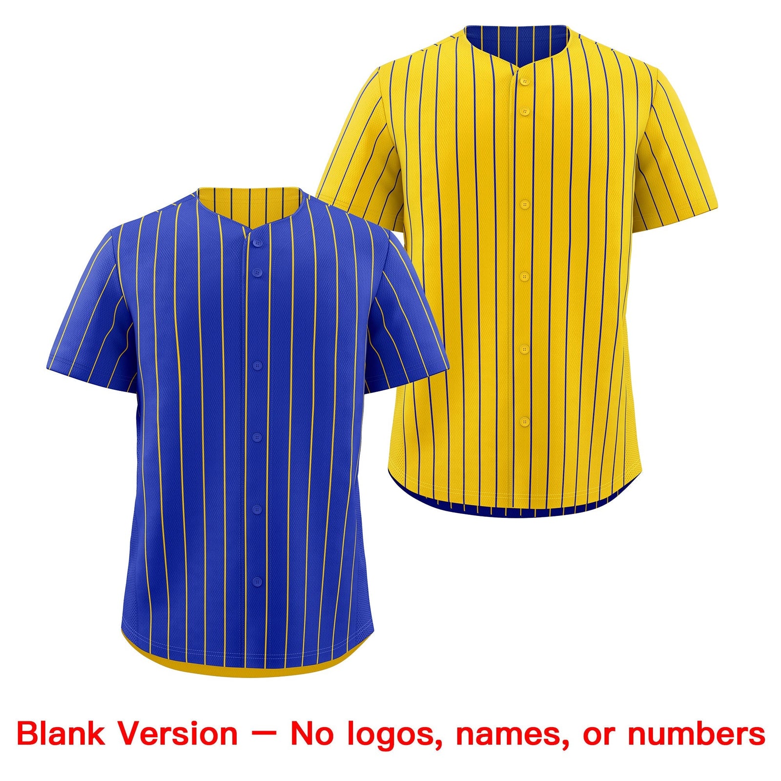 Custom Gold White Royal Blue Reversible Stripe Fashion Baseball Jersey| KXKSHOP