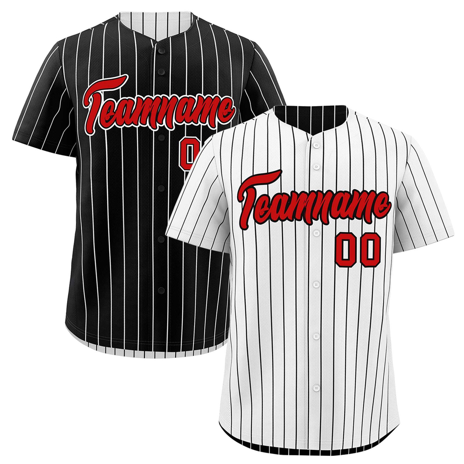 Custom Red Black White Reversible Stripe Fashion Baseball Jersey| KXKSHOP