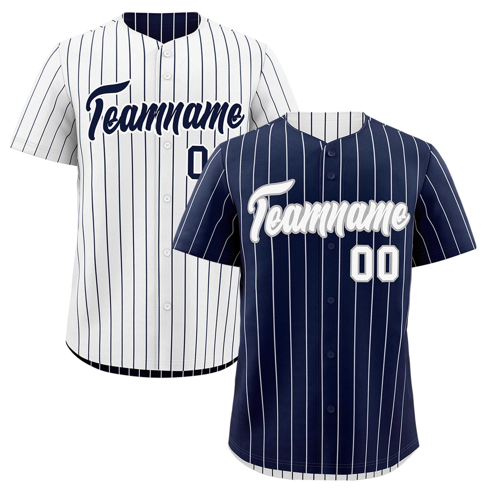 Custom White Navy Reversible Stripe Fashion Baseball Jersey| KXKSHOP