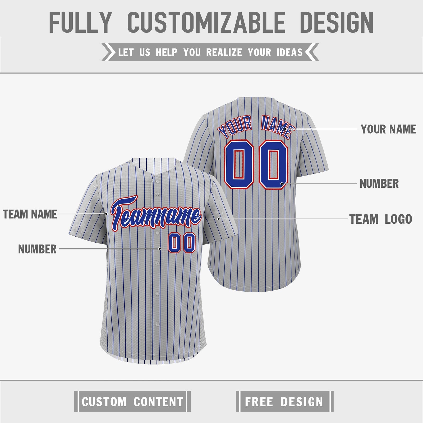 Custom Royal Blue White Red Reversible Stripe Fashion Baseball Jersey| KXKSHOP