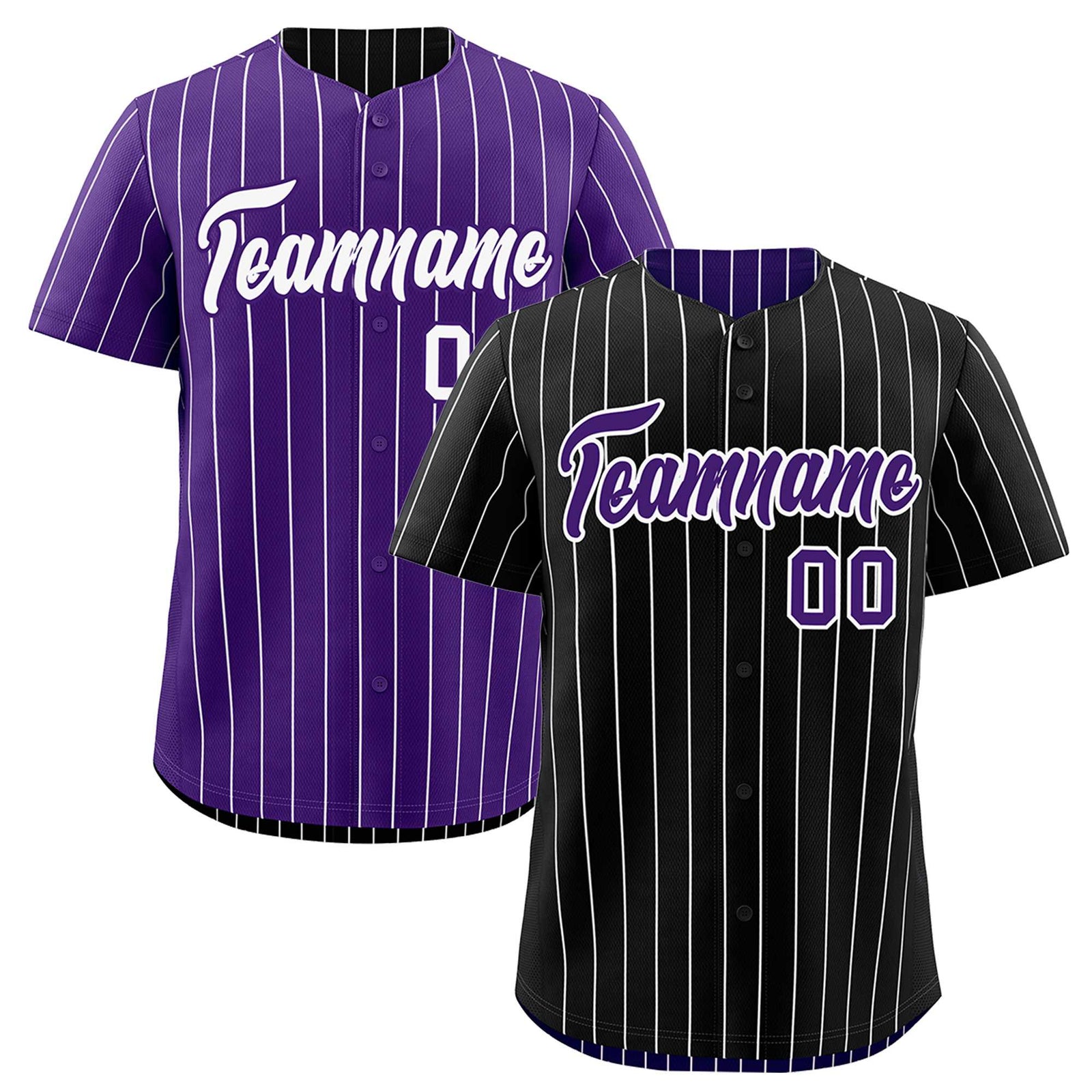 Custom Black Purple Purple White Reversible Stripe Fashion Baseball Jersey| KXKSHOP
