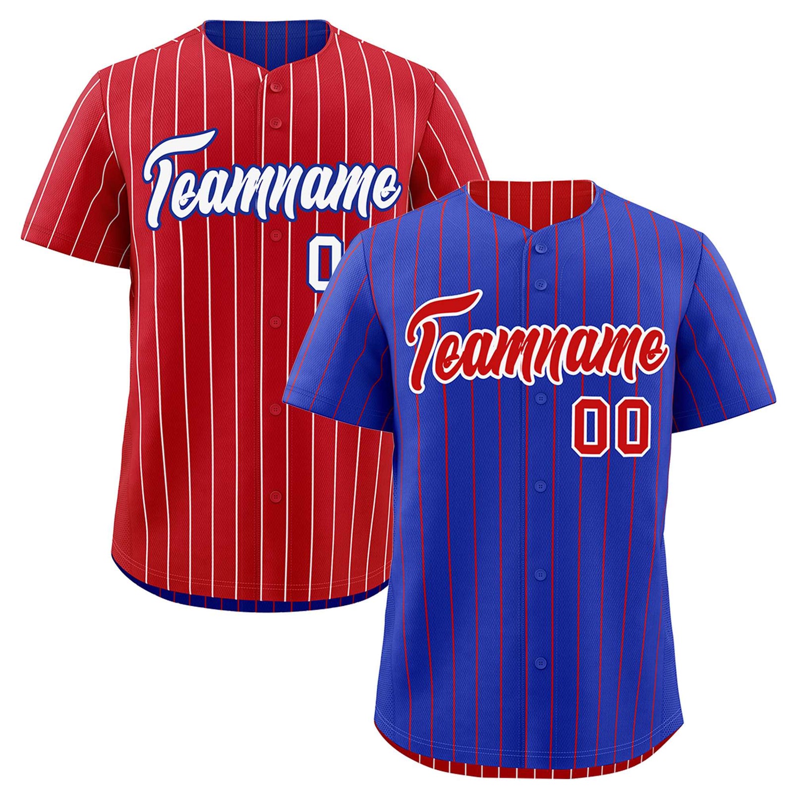 Custom Red White Royal Blue Reversible Stripe Fashion Baseball Jersey| KXKSHOP