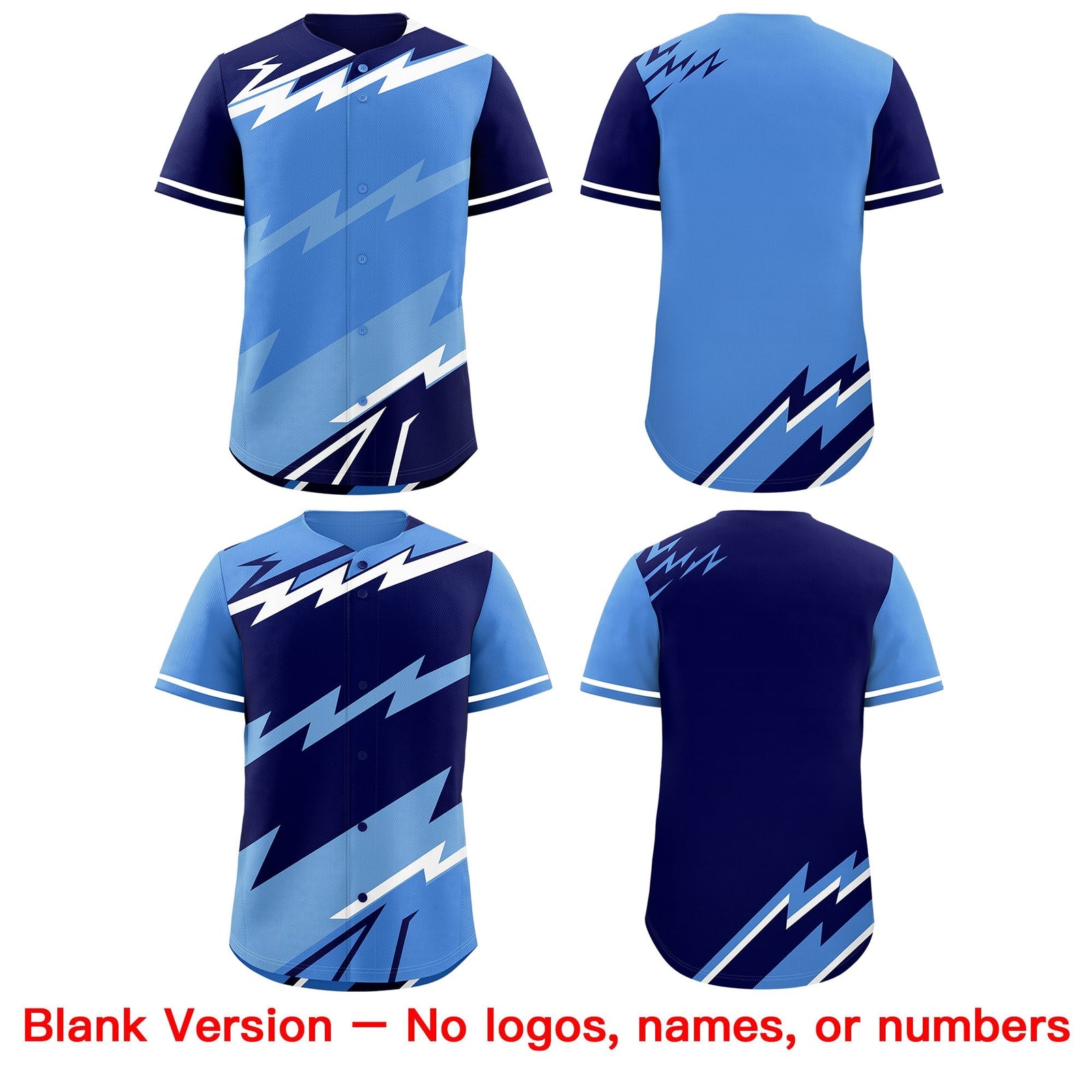 Custom Light Blue Powder Blue White short sleeves Reversible Lightning Pattern Graffiti Graffiti Pattern Lightweight Baseball Jersey| KXKSHOP